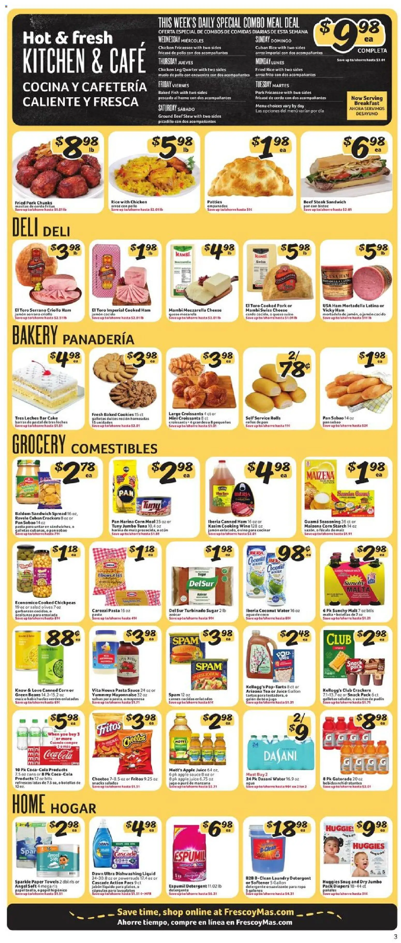 Fresco y Más Weekly Ad - valid from 08.04.2026 | Page: 3 | Products: Chickpeas, Rice, Beef, Pasta
