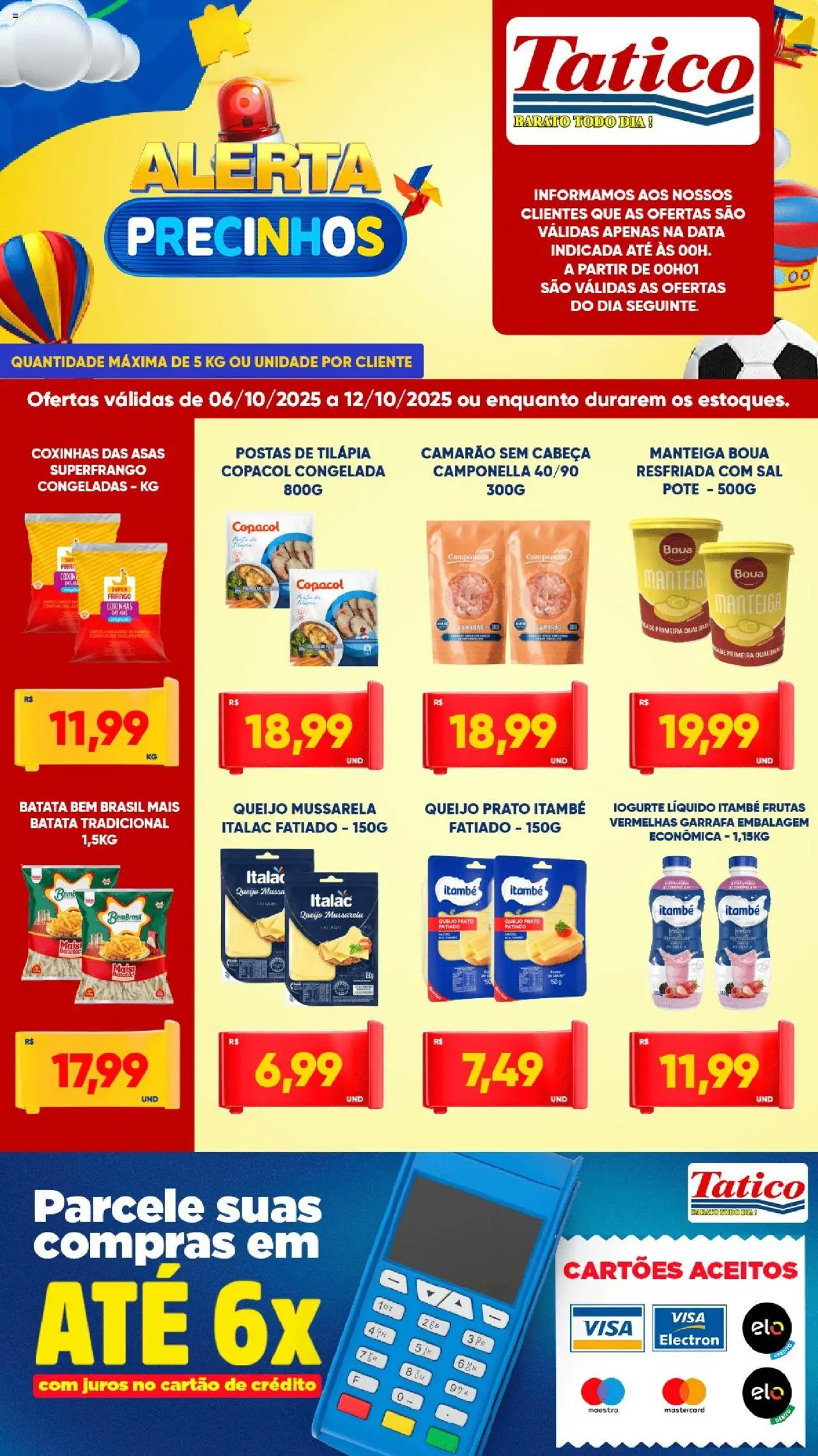 Tatico Folheto - válido de 06.10.2025 | Página: 1 | Produtos: Queijo, Iogurte, Frango, Mussarela