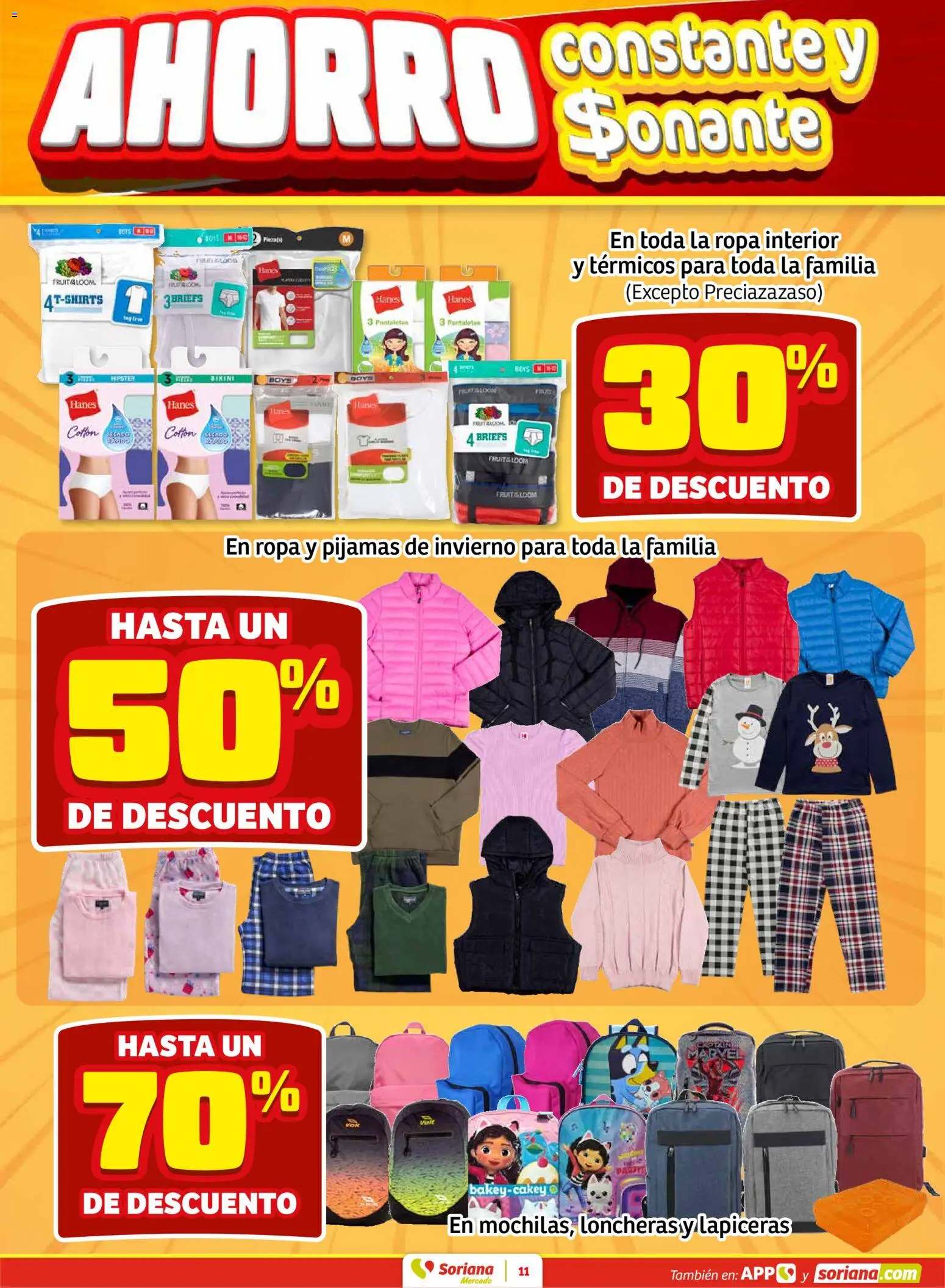 Nuevas ofertas de Soriana válidas en toda la República Mexicana desde el 16.01.2026. ¡Encuentra las mejores ofertas en Soriana - Fin de Semana Mercado: Ver, Tab, Chis, Camp, Yuc y Q. Roo! | Página: 11 | Productos: Ropa, Ropa interior, Bikini