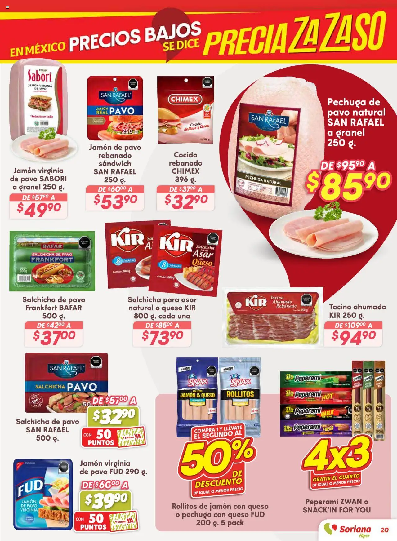 Nuevas ofertas de Soriana válidas en toda la República Mexicana desde el 14.08.2025. ¡Encuentra las mejores ofertas en Soriana - Preciazazaso Híper: Ags, Col, Gto, Jal, Mich! | Página: 20 | Productos: Tocino, Salchicha, Queso, Cerdo