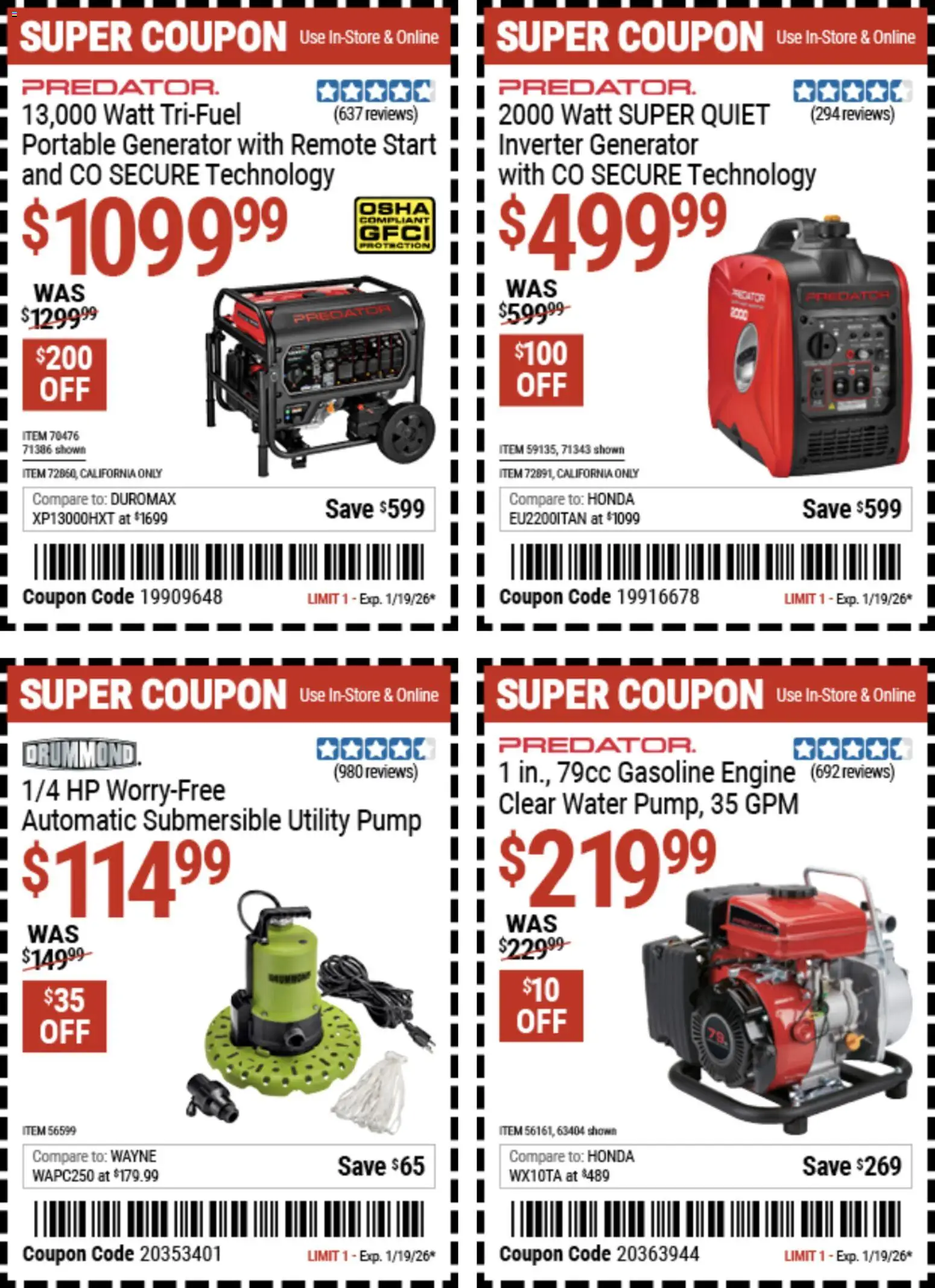 Harbor Freight Weekly Ad - valid from 29.12.2025 | Page: 10 | Products: Pump, Water, Remote Start