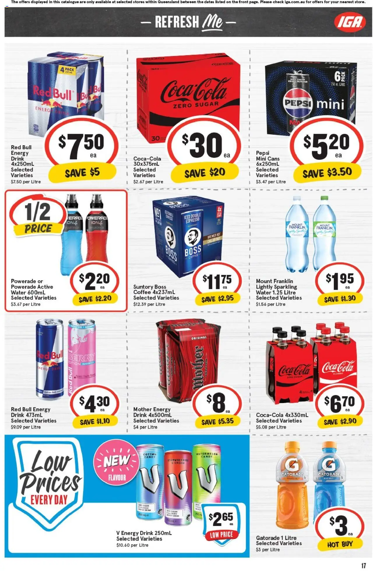 IGA catalogue - valid from 08.10.2025 | Page: 20 | Products: Energy drink, Strawberries, Water, Watermelon
