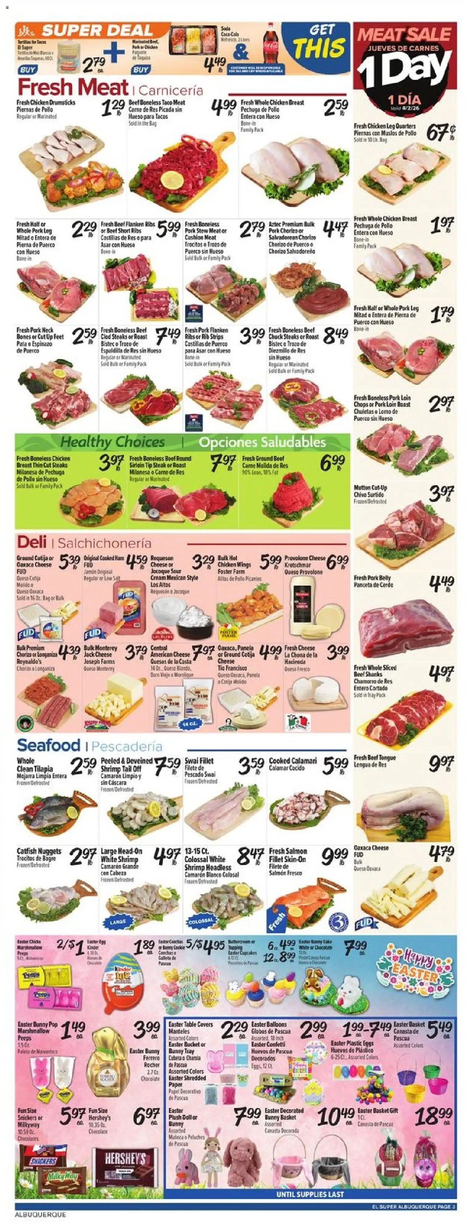 El Super Weekly Ad - NM - valid from 01.04.2026 | Page: 3 | Products: Chocolate, Beef, Beet, Bag