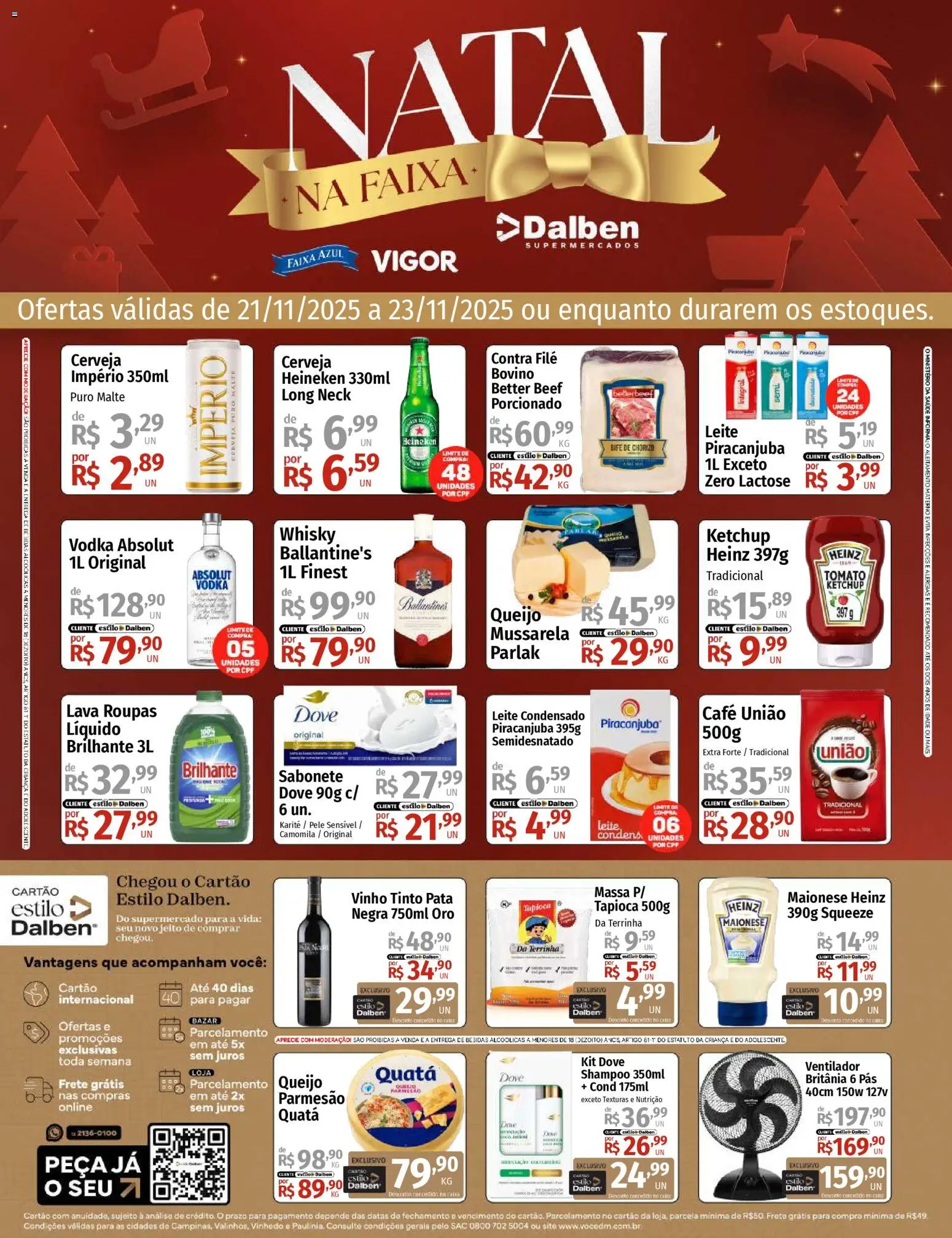Supermercado Dalben Folheto - válido de 21.11.2025 | Página: 1 | Produtos: Cerveja, Ketchup, Vodka, Maionese