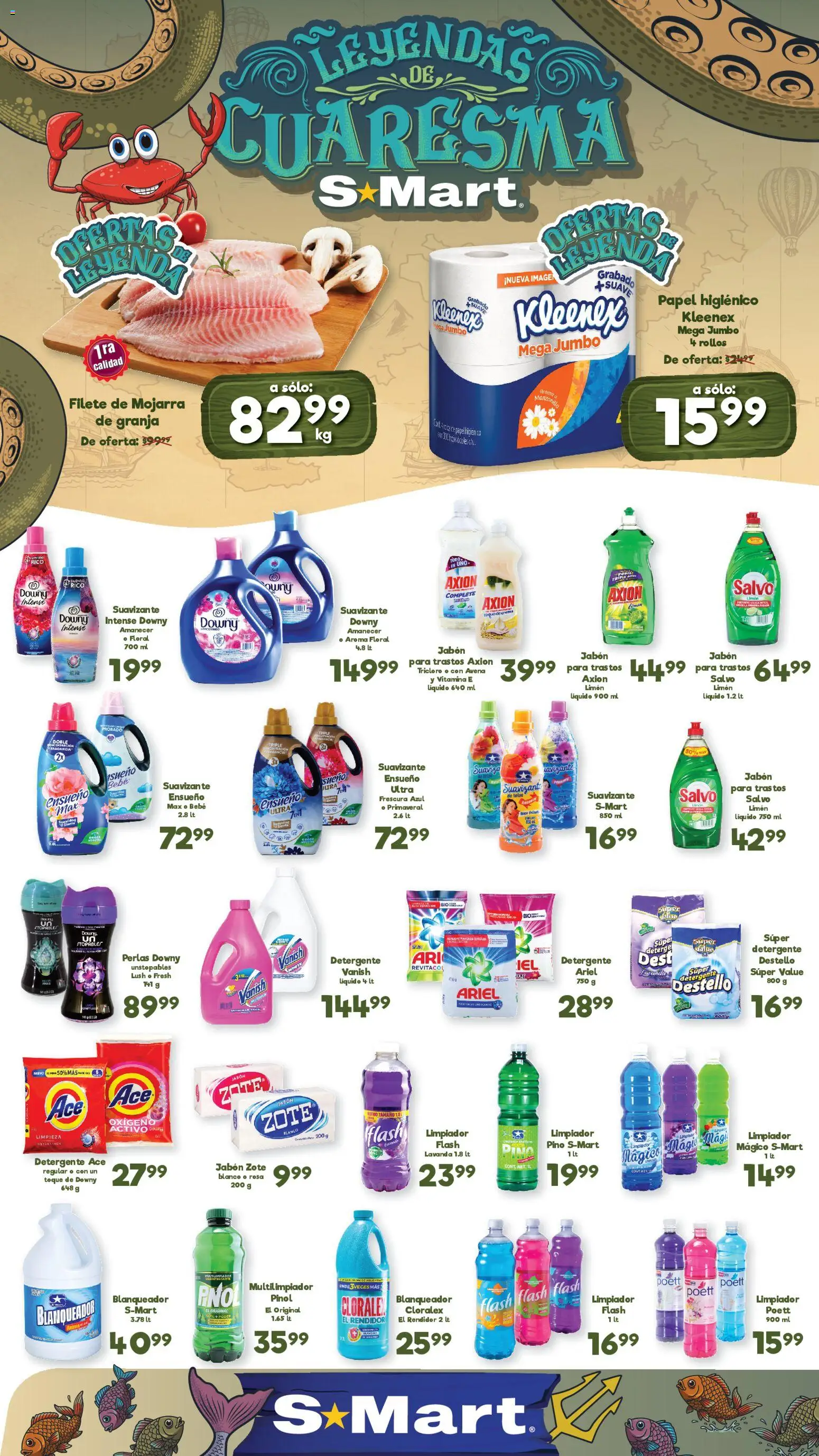 Nuevas ofertas de S-Mart válidas en toda la República Mexicana desde el 24.02.2026. ¡Encuentra las mejores ofertas en S-Mart folleto Ofertas de feria Monterrey! | Página: 1 | Productos: Limón, Desinfectante, Fragancia, Jabón