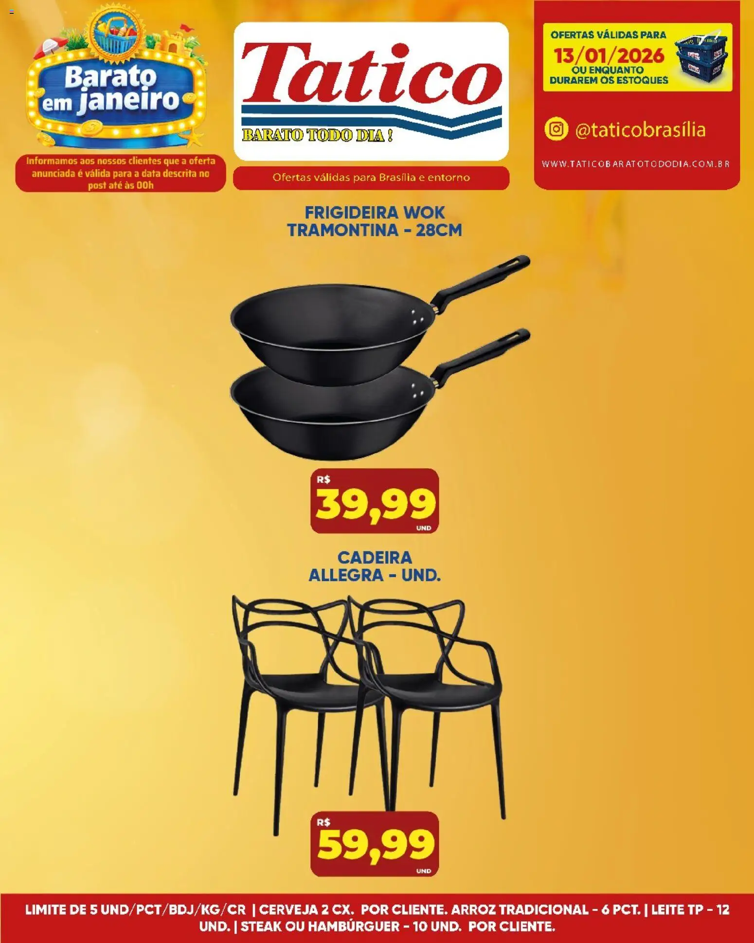 Tatico Folheto - válido de 14.01.2026 | Página: 28 | Produtos: Frigideira, Leite, Arroz, Hambúrguer