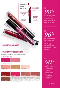 Vista previa de Brillo Labial Mary Kay Unlimited, Brillo Labial Mary Kay Unlimited, $264 c/u, nuevo folleto de la tienda, válido en México a partir del 01.04.2026 | Página: 13 | Productos: Brillo