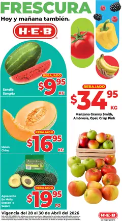 Vista previa de H-E-B folleto Fruta y venduras, nuevo folleto de la tienda, válido en México a partir del 28.04.2026