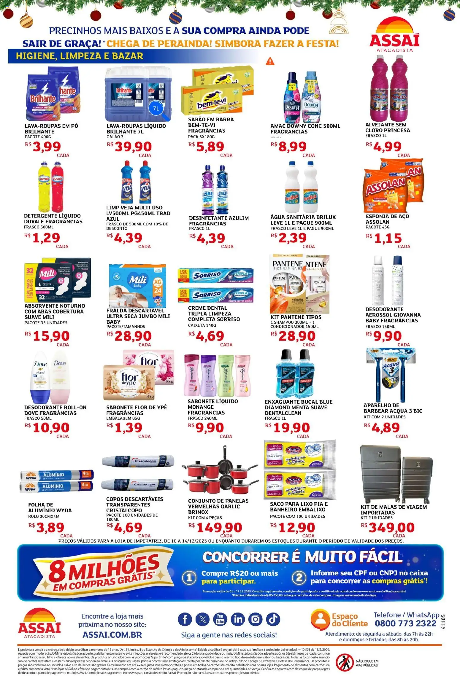 Assaí Atacadista Folheto - válido de 10.12.2025 | Página: 4 | Produtos: Sabão em barra, Cloro, Alvejante, Água sanitária
