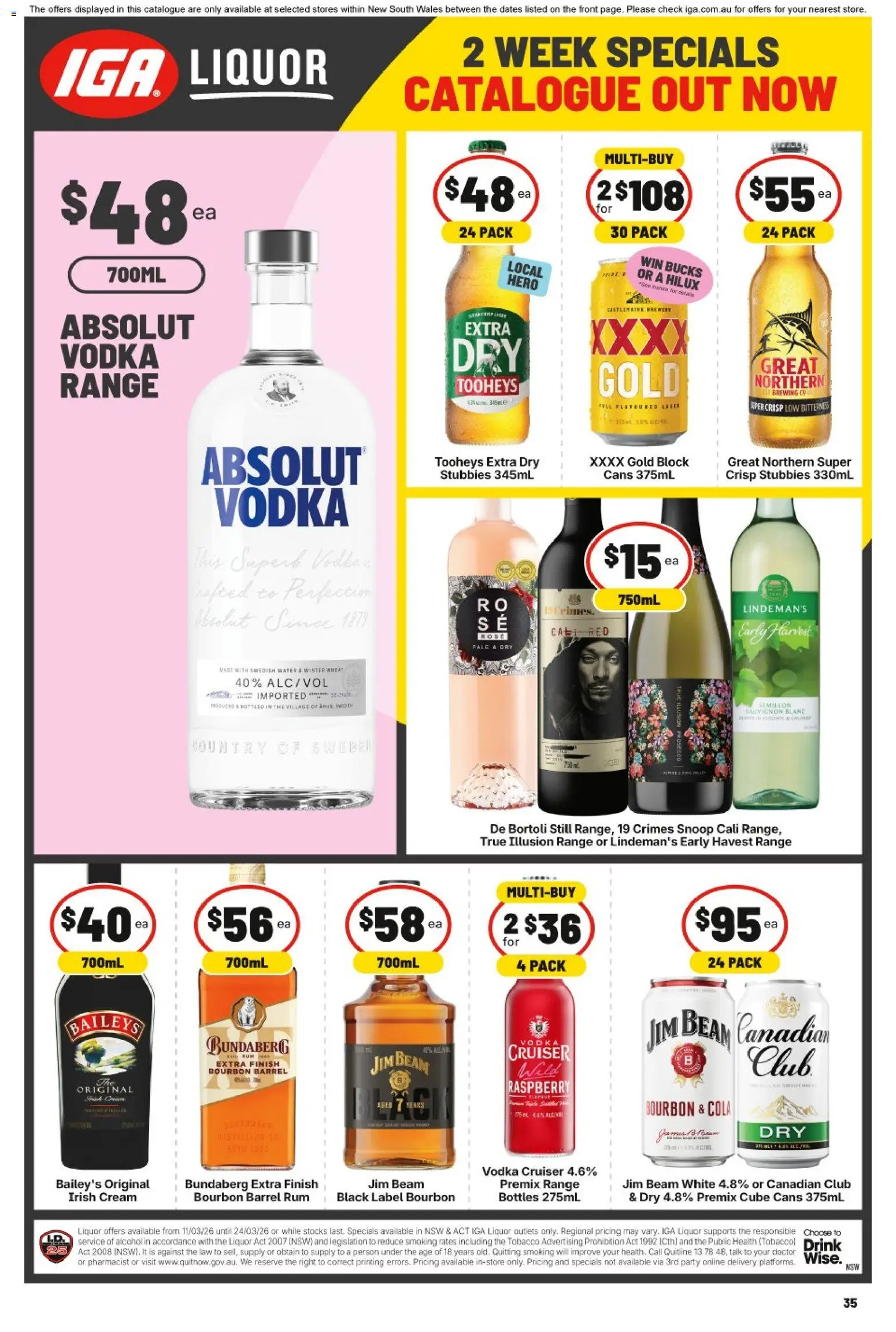 IGA catalogue - valid from 11.03.2026 | Page: 34 | Products: Bourbon, Cream, Vodka, Raspberry