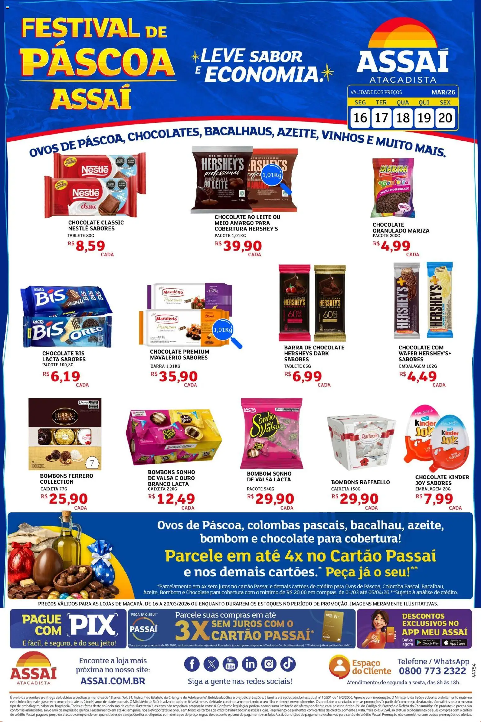 Assaí Atacadista Folheto - válido de 16.03.2026 | Página: 1 | Produtos: Ovos, Pneus, Creme, Telefone