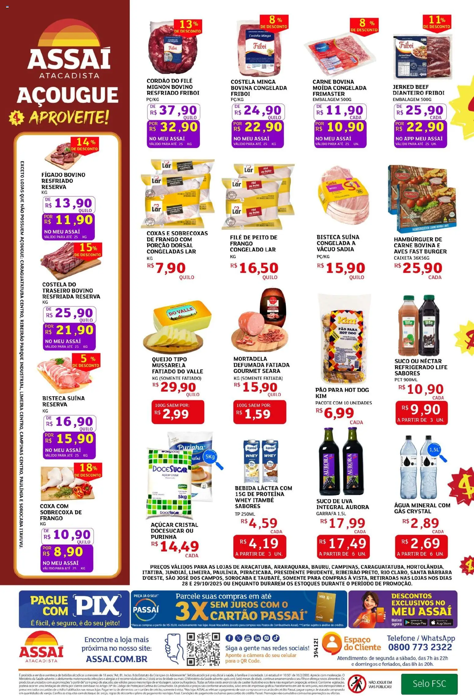 Assaí Atacadista Folheto - válido de 28.10.2025 | Página: 2 | Produtos: Queijo, Suco, Carne, Câmera