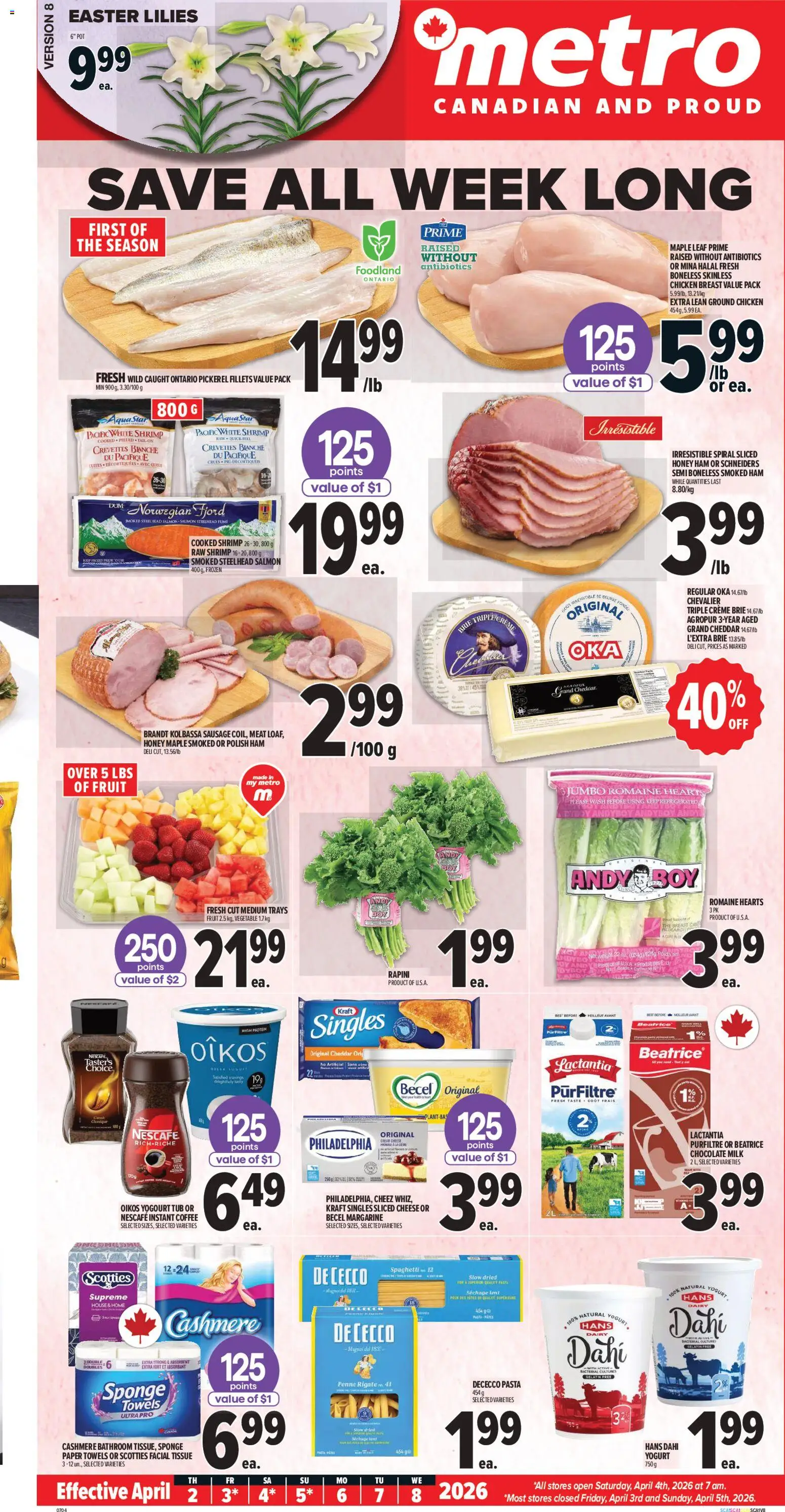 Metro flyer valid from 02.04.2026 | Page: 2 | Products: Sponge, Milk, Ham, Chicken