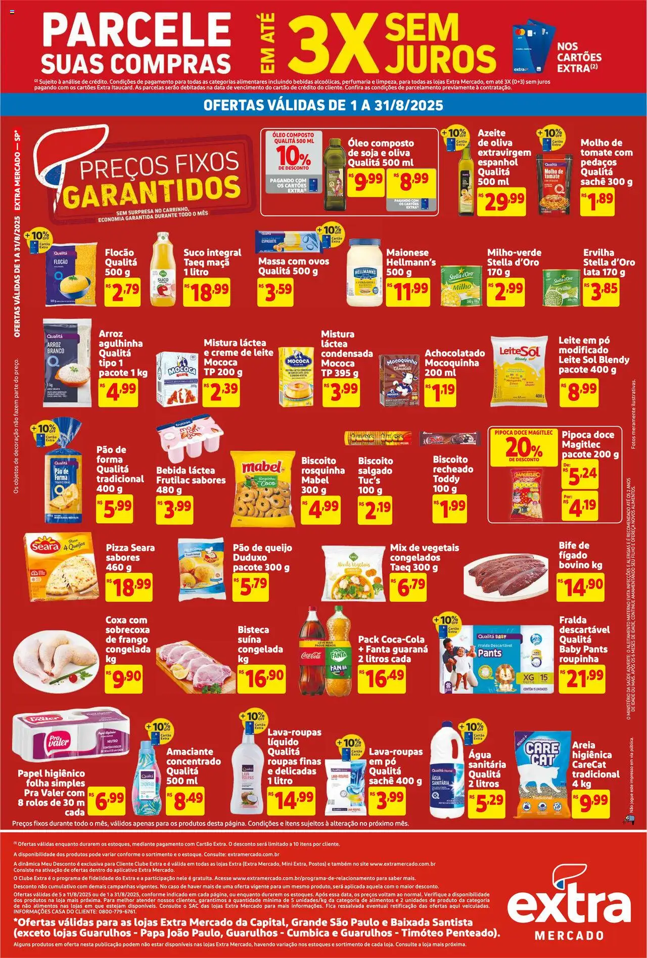 Extra Folheto - válido de 05.08.2025 | Página: 3 | Produtos: Massa, Creme, Creme de leite, Leite em pó