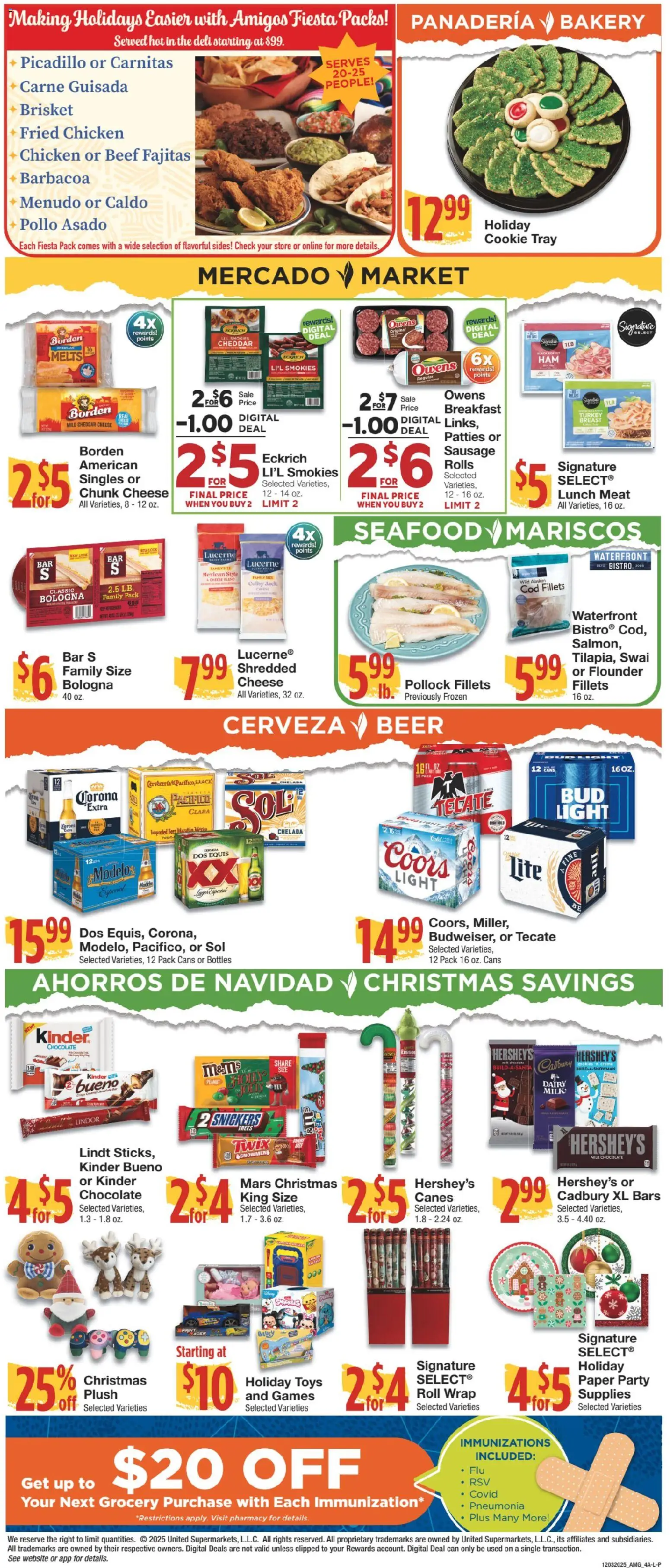 United Supermarkets Ad - valid from 02.12.2025 | Page: 4 | Products: Bakery, Cheese, Beef, Cookies
