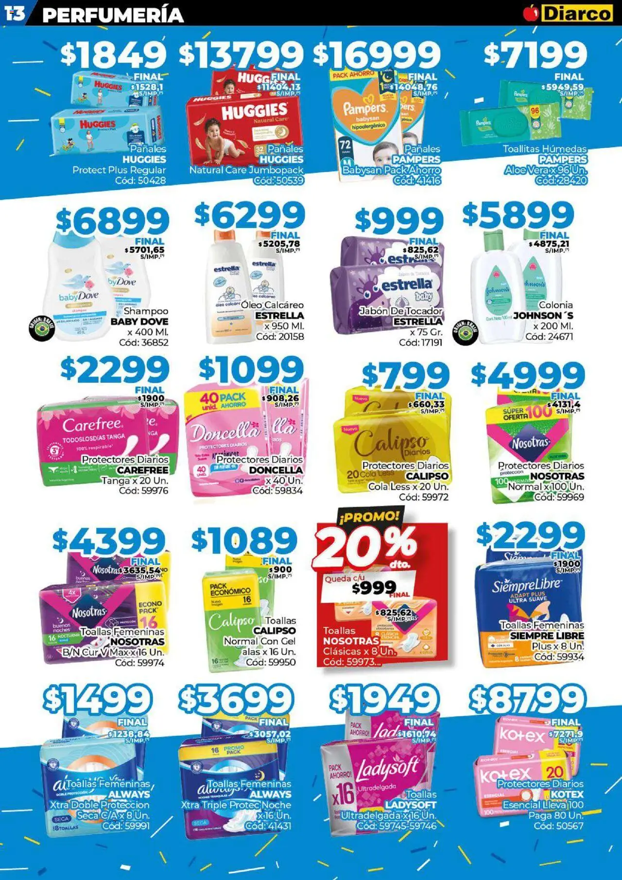 Diarco ofertas │ válido desde el 04.08.2025 | Página: 13 | Productos: Toallas, Toallitas húmedas, Jabón, Pañales