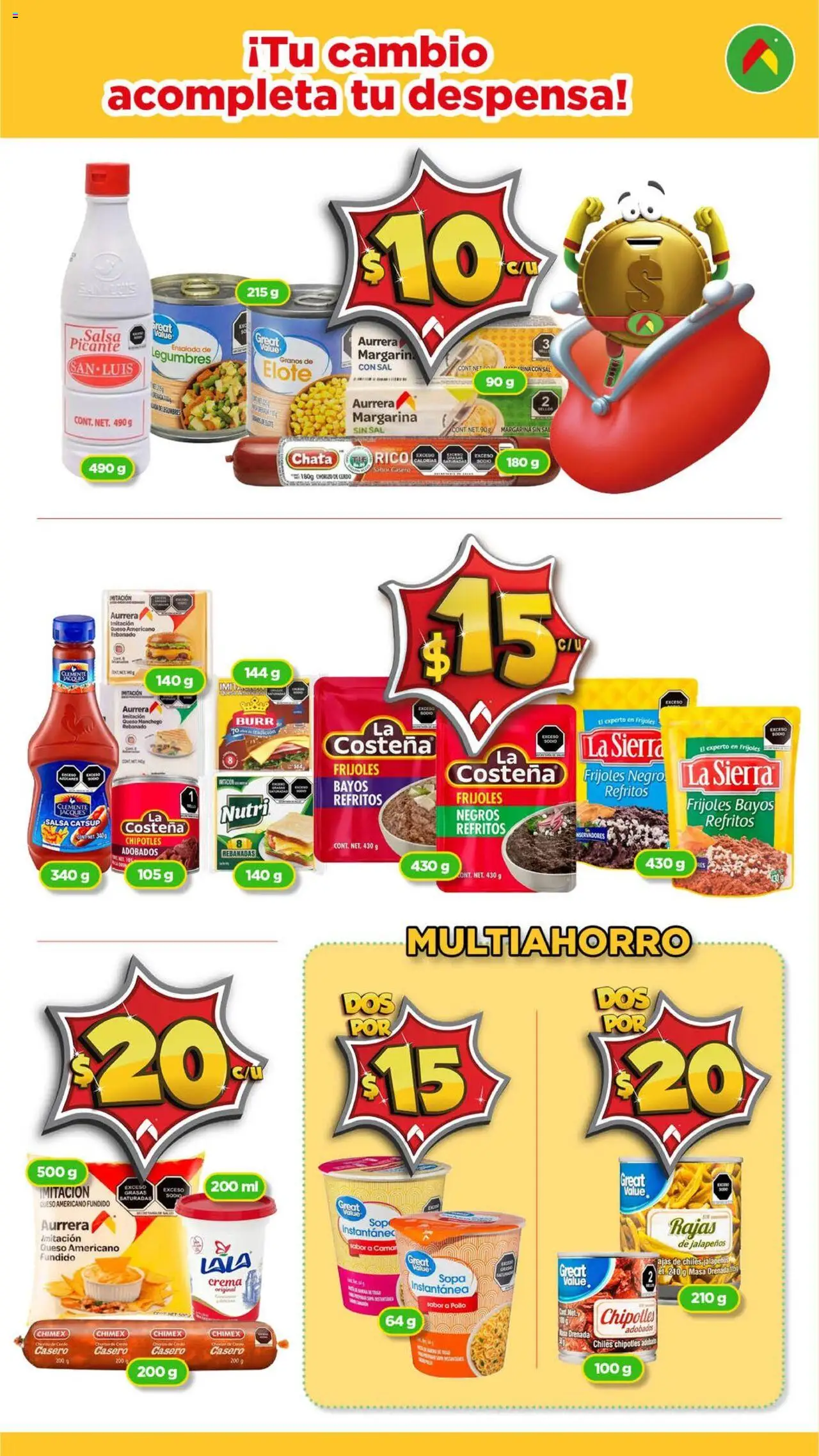 Nuevas ofertas de Bodega Aurrerá válidas en toda la República Mexicana desde el 31.07.2025. ¡Encuentra las mejores ofertas en Bodega Aurrerá - Folleto Aquí si te Alcanza Morralla ! | Página: 5 | Productos: Sal, Chorizo, Ensalada, Despensa