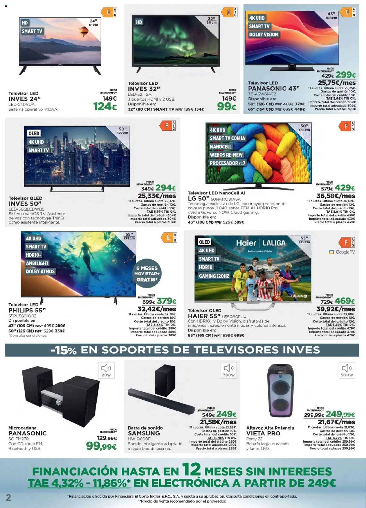 Nuevas ofertas de El Corte Inglés válidas en toda la República Mexicana desde el 27.10.2025. ¡Encuentra las mejores ofertas en El Corte Inglés catálogo Los Tecnoprecios! | Página: 2 | Productos: Radio, Barra, Batería, Televisor