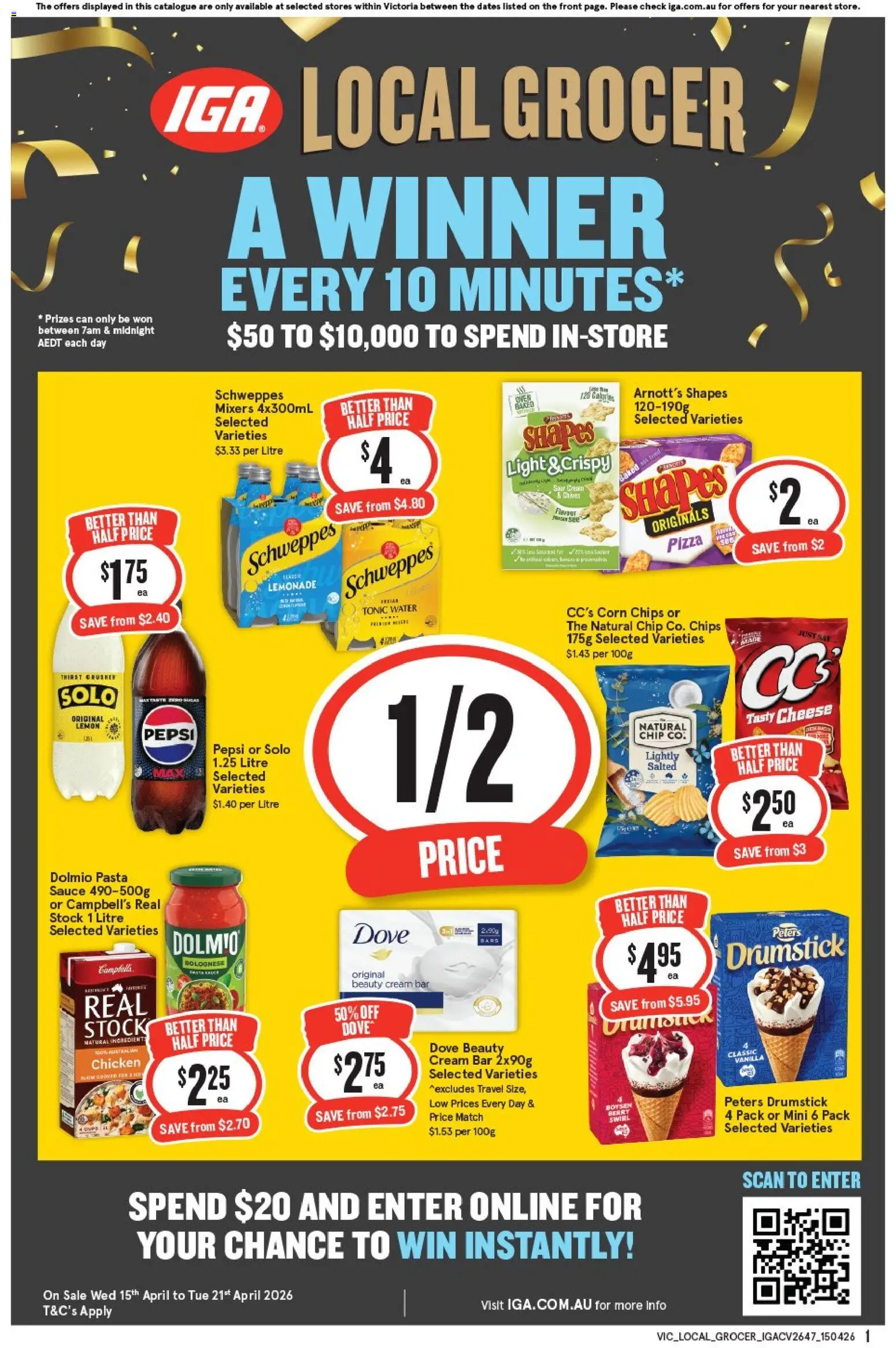 IGA catalogue - valid from 15.04.2026 | Page: 1 | Products: Cheese, Pepsi, Cream, Sauce