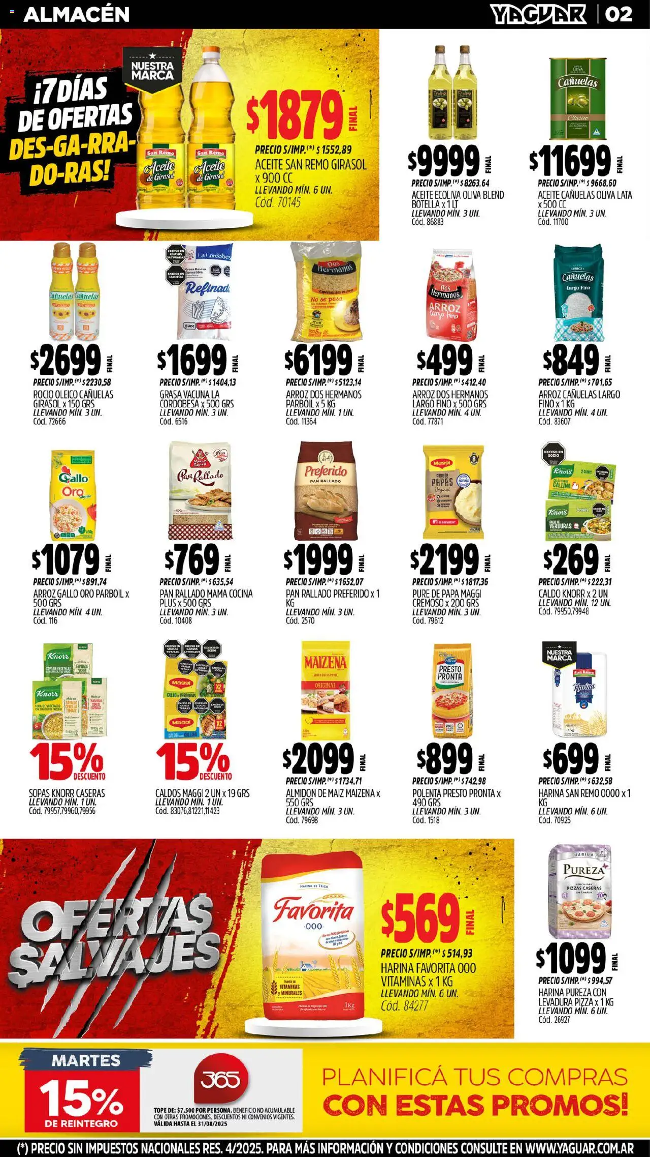 Yaguar - Salta │ válido desde el 11.08.2025 | Página: 2 | Productos: Harina, Polenta, Pan, Pizza