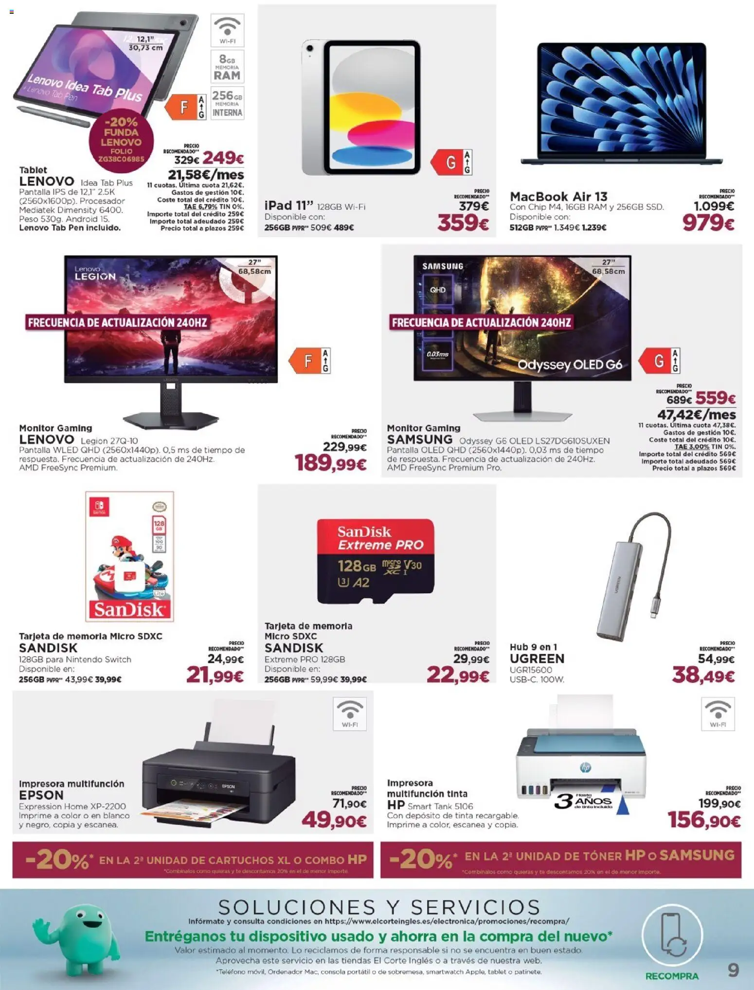 Nuevas ofertas de El Corte Inglés válidas en toda la República Mexicana desde el 16.12.2025. ¡Encuentra las mejores ofertas en El Corte Inglés catálogo Ofertas que ilusionan! | Página: 9 | Productos: Tarjeta de memoria, Impresora, Funda, Toner