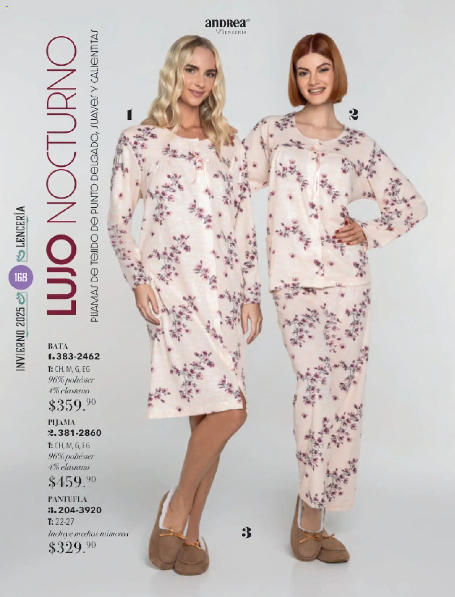 Nuevas ofertas de Andrea válidas en toda la República Mexicana desde el 26.11.2025. ¡Encuentra las mejores ofertas en Andrea catálogo Invierno! | Página: 168 | Productos: Pijama, Lenceria, Bata