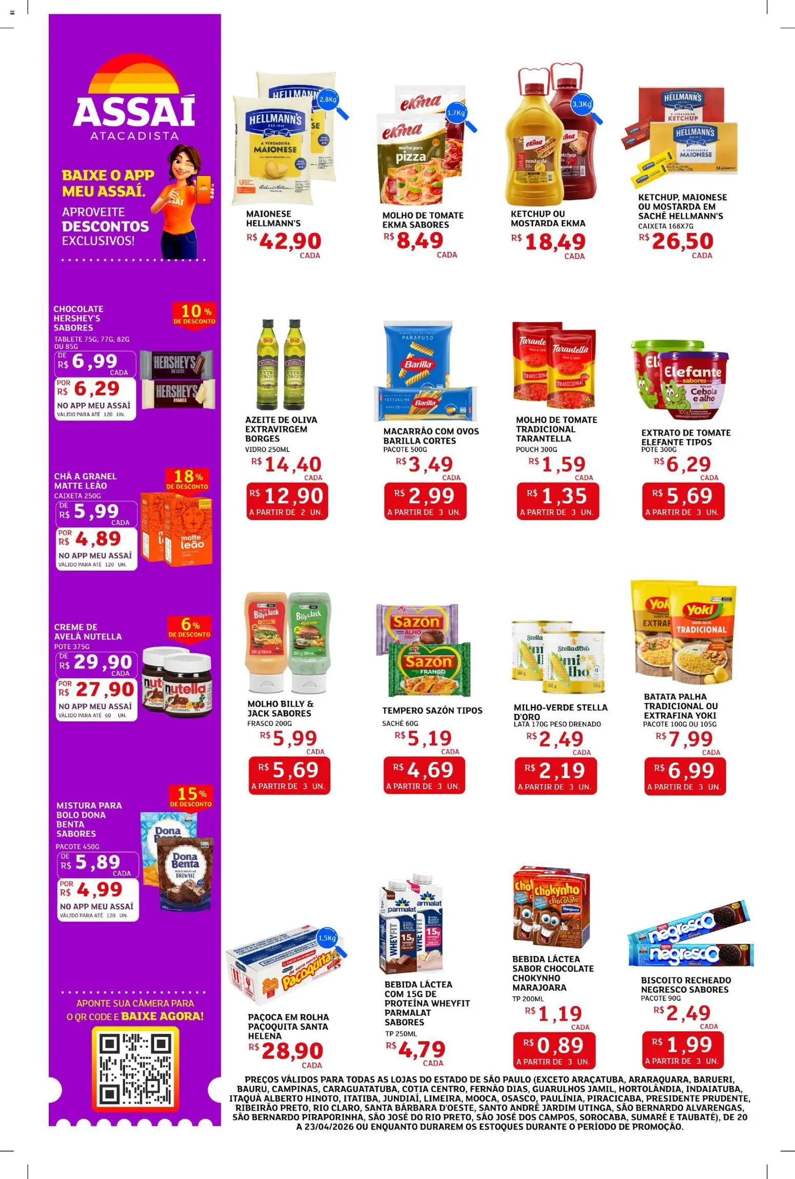 Assaí Atacadista Folheto - válido de 20.04.2026 | Página: 2 | Produtos: Chocolate, Ketchup, Batata, Biscoito recheado
