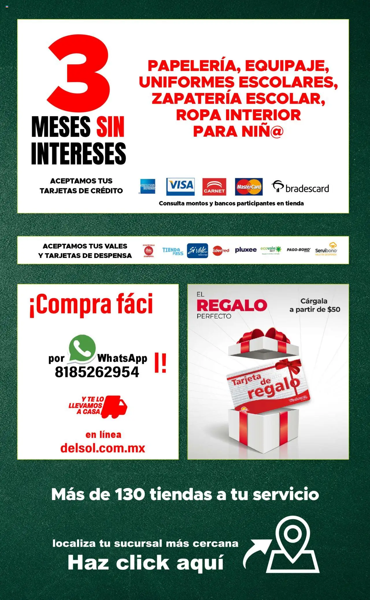Nuevas ofertas de Del Sol y Woolworth válidas en toda la República Mexicana desde el 22.08.2025. ¡Encuentra las mejores ofertas en Del Sol y Woolworth - Catálogo Gran Venta Escolar! | Página: 5 | Productos: Ropa, Ropa interior, Despensa, Té
