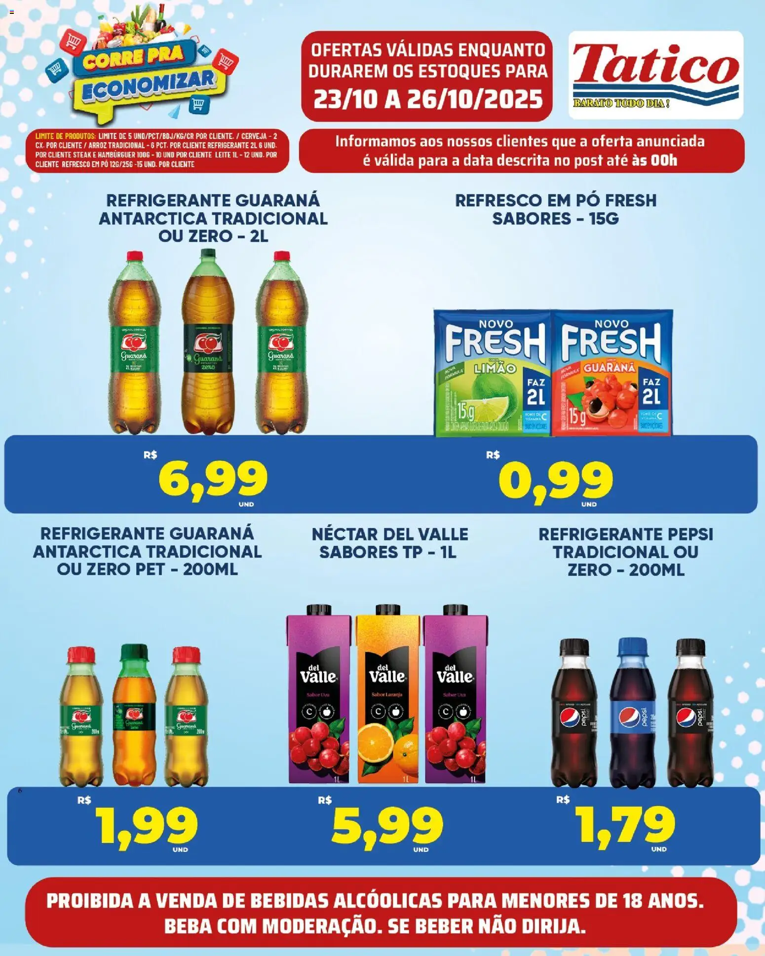 Tatico Folheto - válido de 23.10.2025 | Página: 3 | Produtos: Refresco, Guaraná, Leite, Arroz
