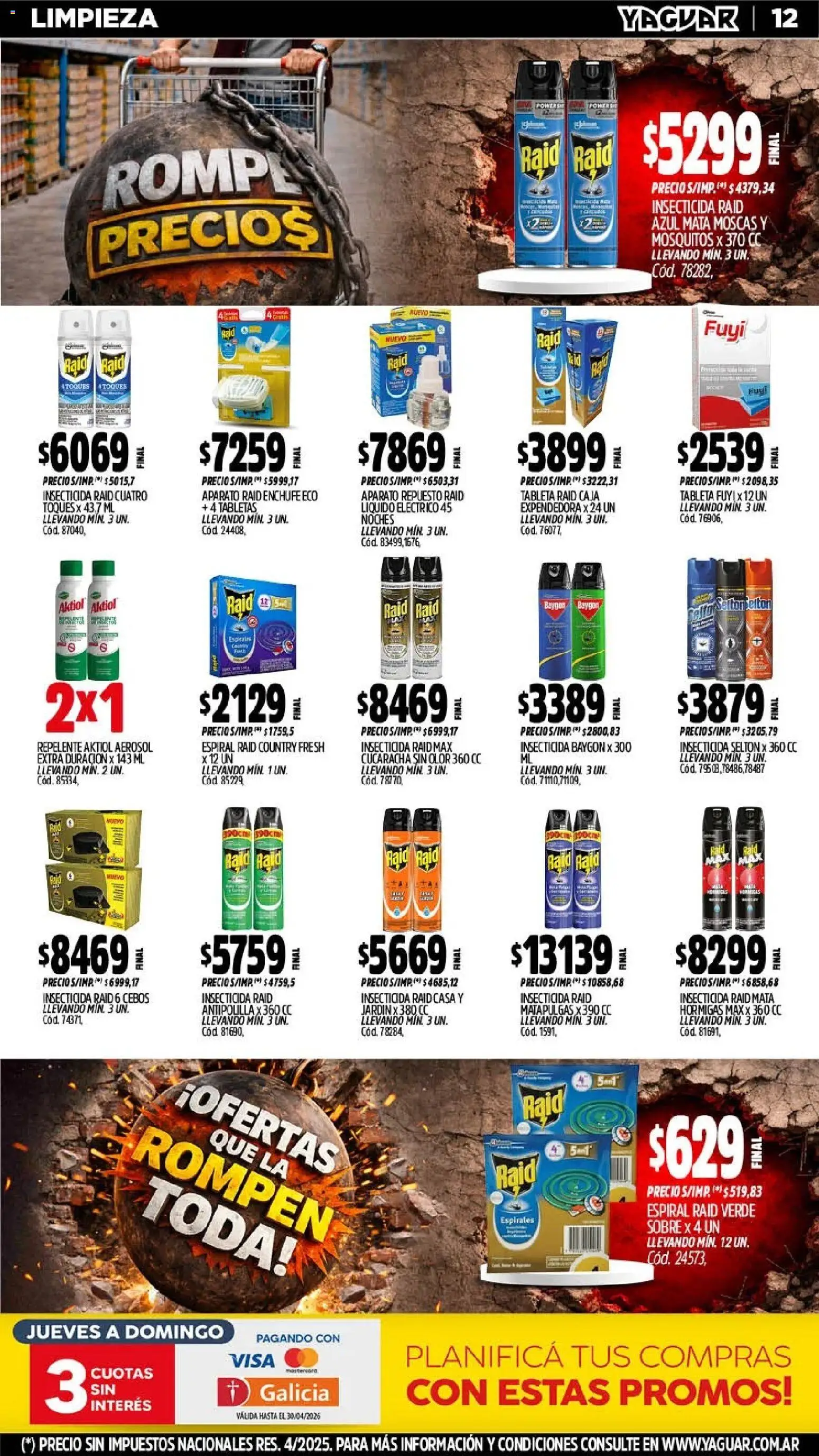 Yaguar - Oferta Semanal Chaco │ válido desde el 13.04.2026 | Página: 12 | Productos: Insecticida, Sobre, Enchufe, Caja