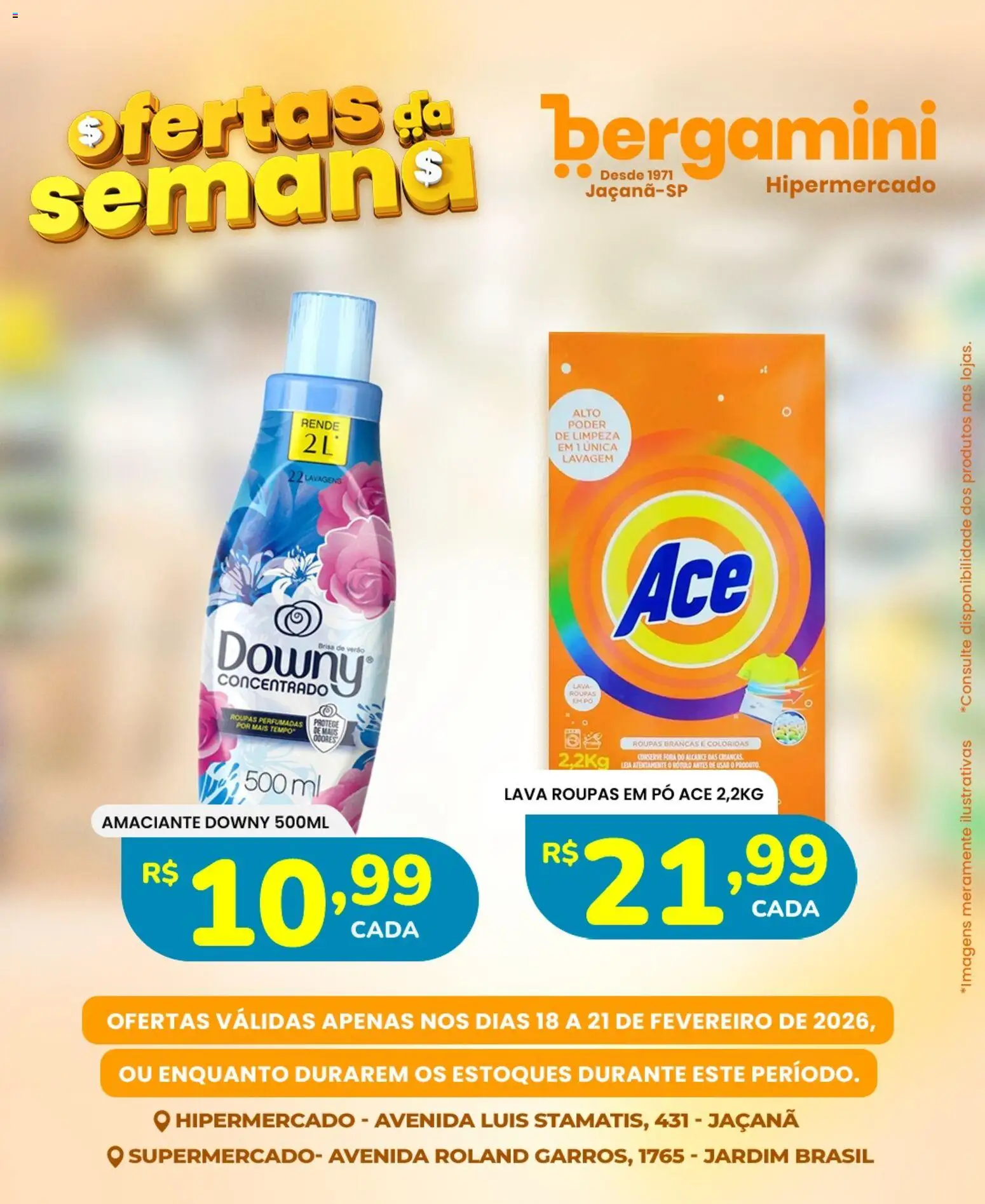 Supermercado Bergamini Folheto - válido de 18.02.2026 | Página: 8 | Produtos: Amaciante downy, Pó, Roupas, Amaciante