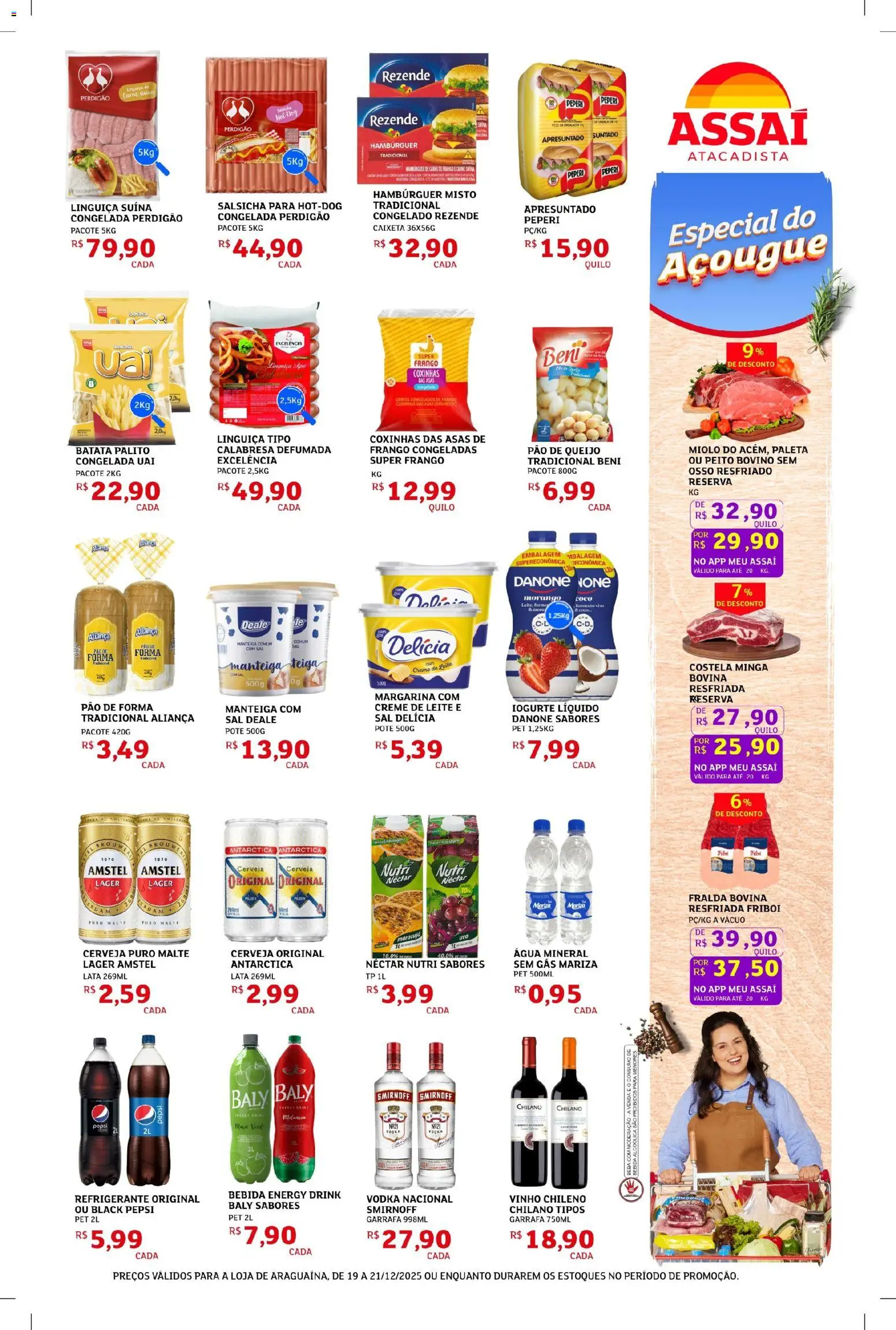 Assaí Atacadista Folheto - válido de 19.12.2025 | Página: 3 | Produtos: Queijo, Iogurte, Carne, Margarina