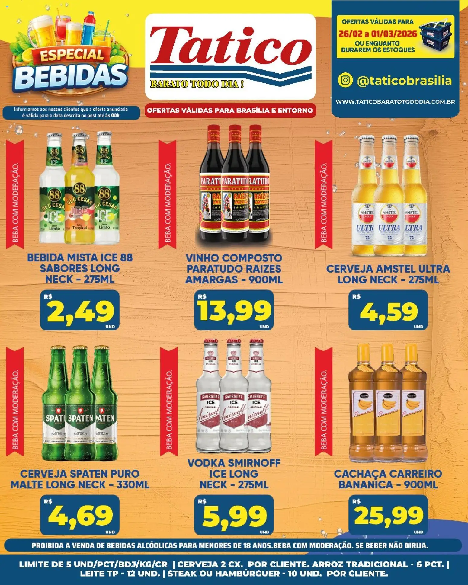 Tatico Folheto - válido de 26.02.2026 | Página: 5 | Produtos: Cachaça, Leite, Vinho, Hambúrguer