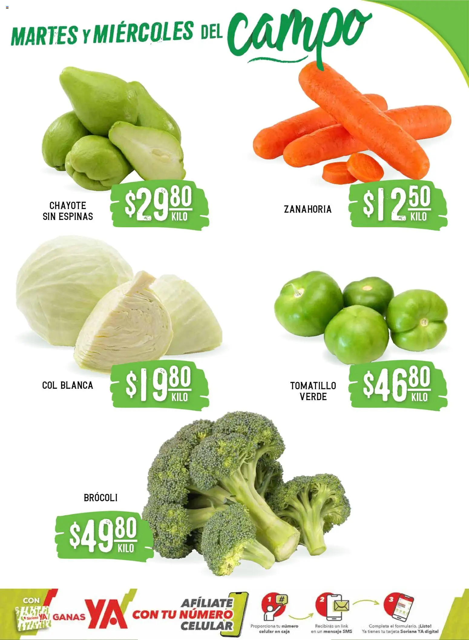 Nuevas ofertas de Soriana válidas en toda la República Mexicana desde el 10.12.2025. ¡Encuentra las mejores ofertas en Soriana - Martes y Miércoles del Campo Súper: BCS, Son y Sin! | Página: 3 | Productos: Brocoli, Col, Caja, Zanahoria