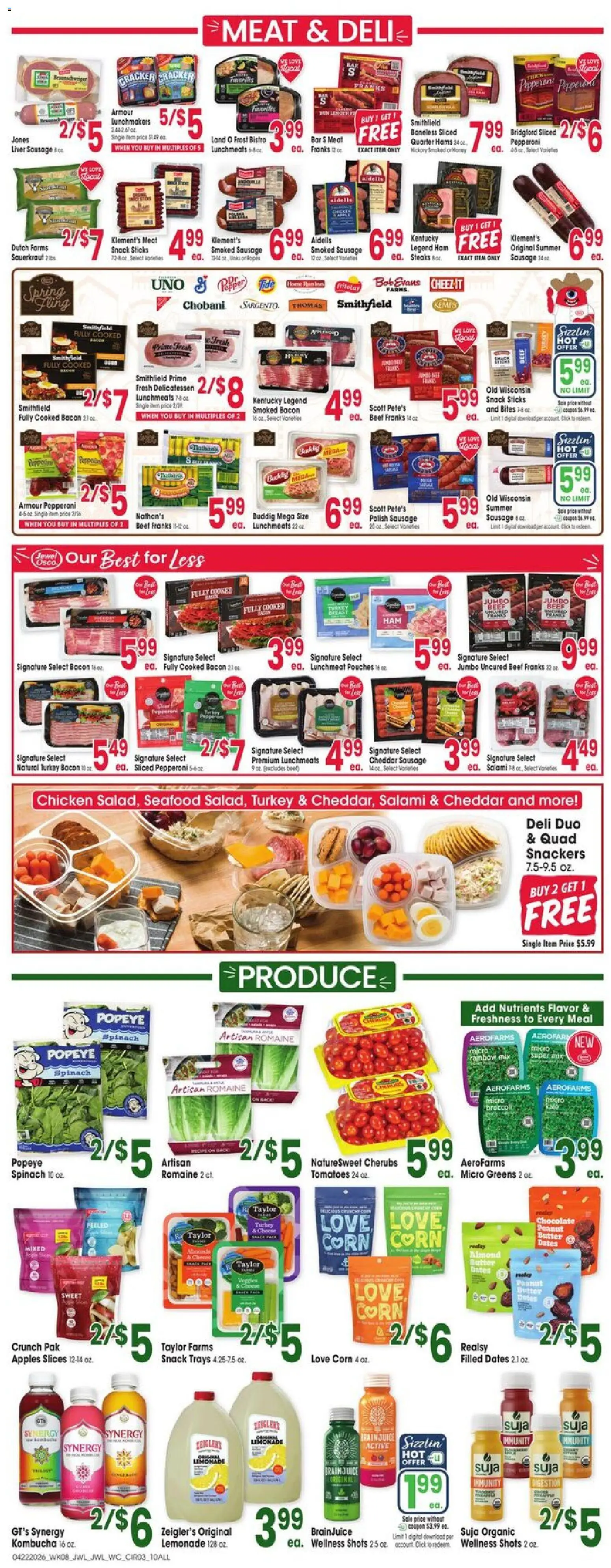 Jewel Osco Weekly Ad - IN - valid from 22.04.2026 | Page: 3 | Products: Corn, Salami, Ham, Juice