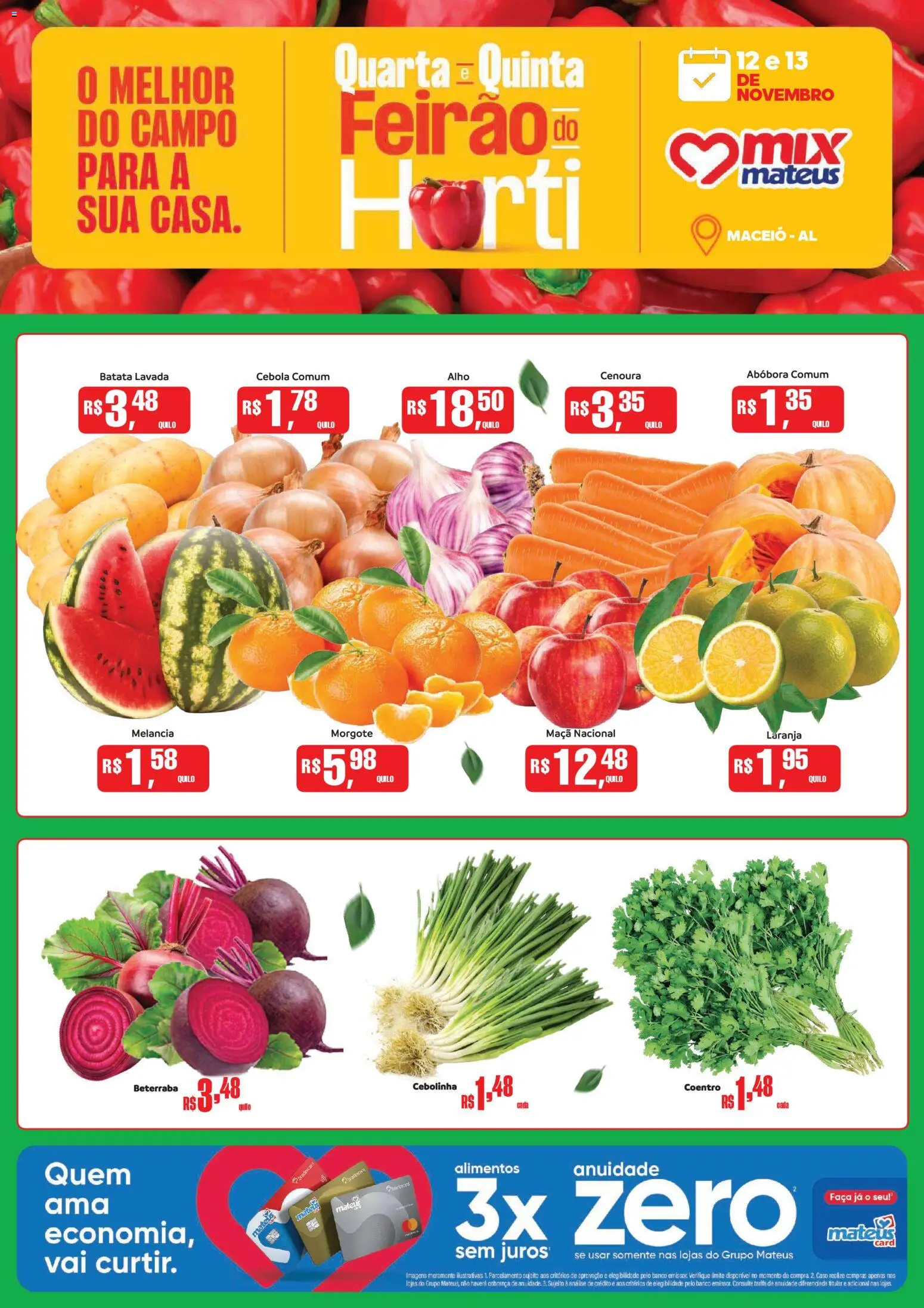 Mateus Folheto - válido de 12.11.2025 | Página: 1 | Produtos: Abóbora, Alho, Banco, Cenoura