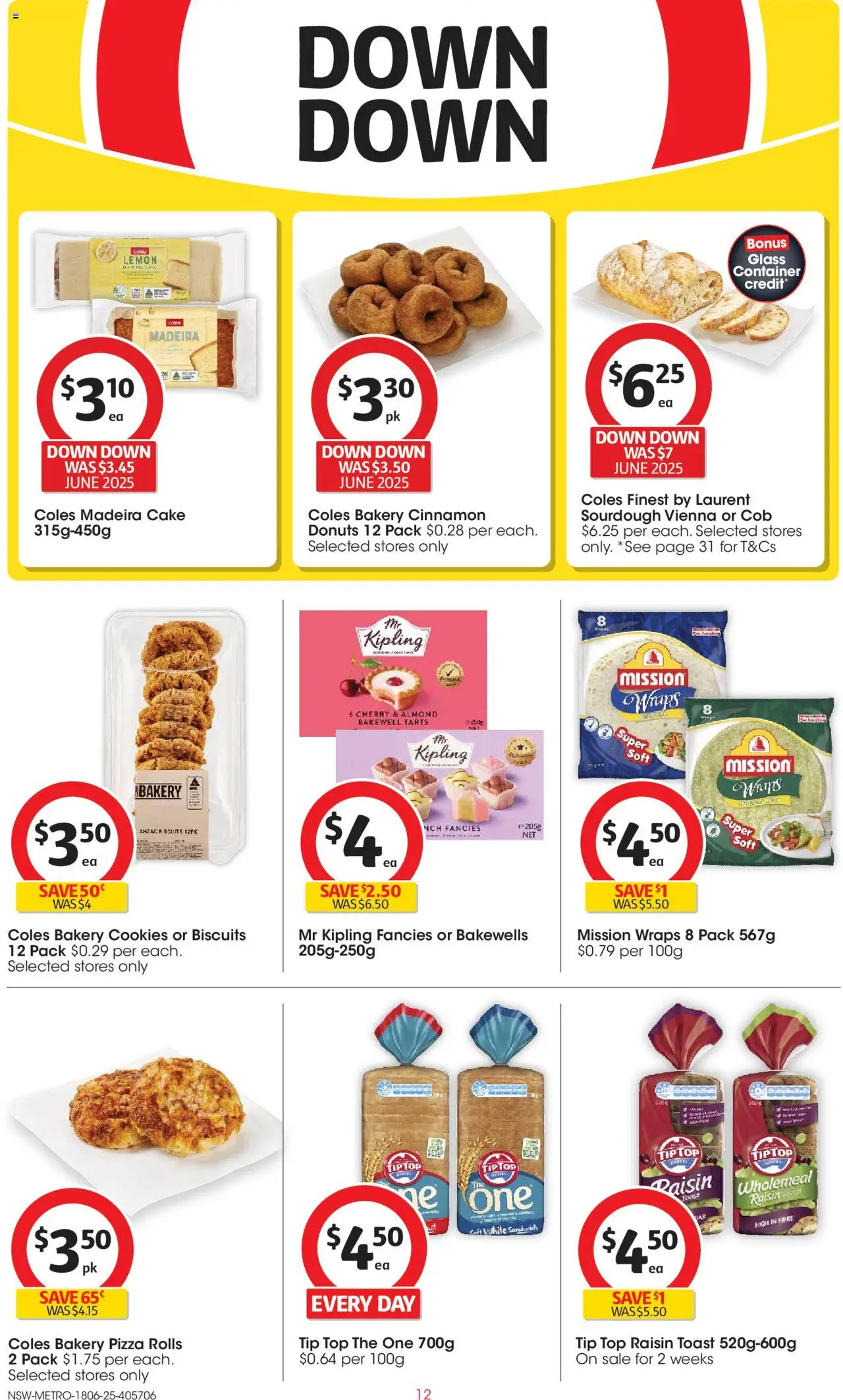 Coles catalogue - valid from 18.06.2025 | Page: 12 | Products: Donuts, Biscuits, Lemon, Bakery