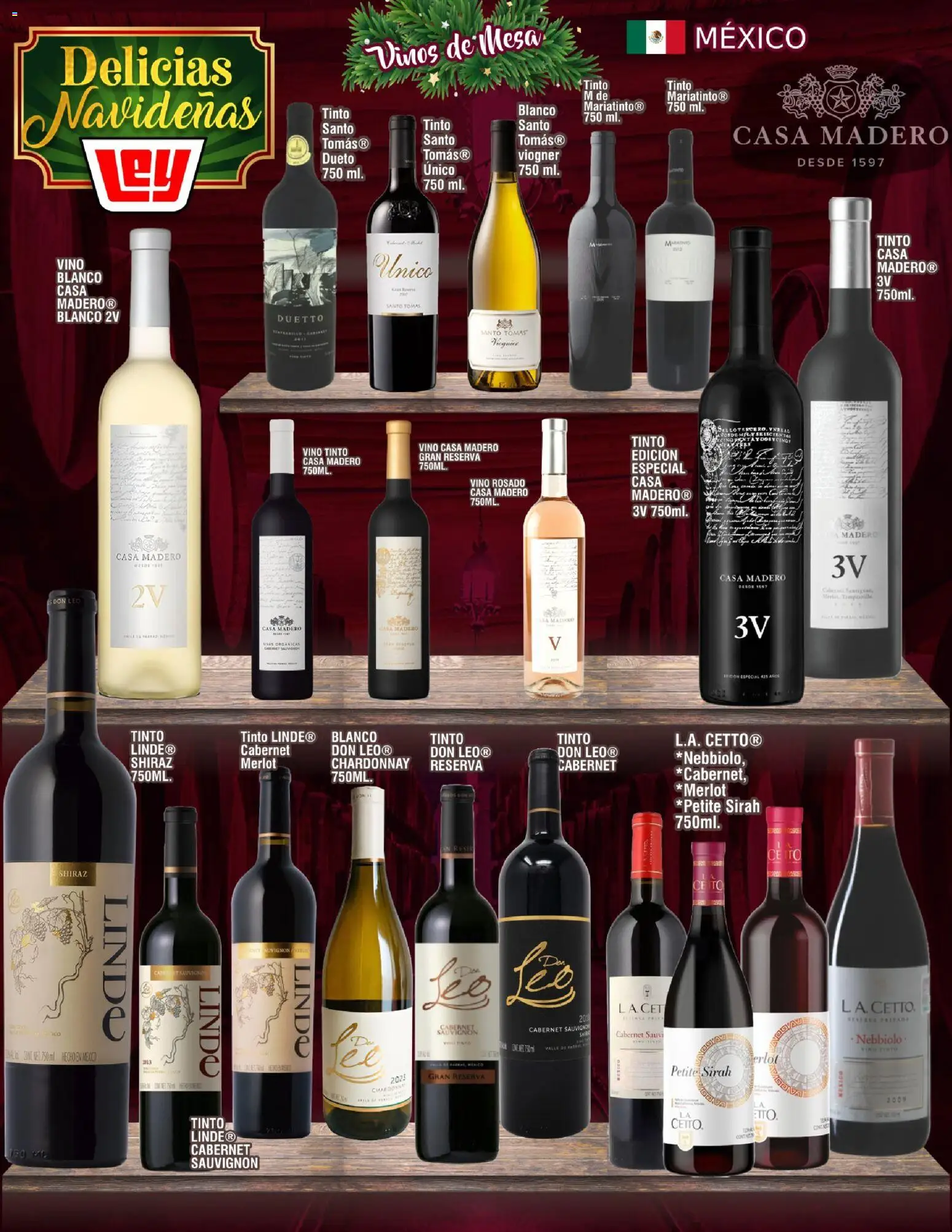 Nuevas ofertas de Casa Ley válidas en toda la República Mexicana desde el 19.12.2025. ¡Encuentra las mejores ofertas en Casa Ley folleto Delicias Navideñas Frontera! | Página: 15 | Productos: Vino, Mesa