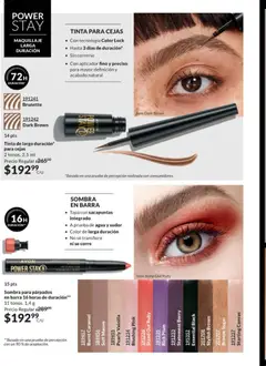 Vista previa de Sombra para párpados en barra 16 horas de duración, Sombra en barra. Tapa con sacapuntas integrado. A prueba de agua y sudor. Color de larga duración. No se transfiere ni se corre. 11 tonos. 1,4 g, nuevo folleto de la tienda, válido en México a partir del 28.11.2025 | Página: 128 | Productos: Agua, Sombra, Barra, Maquillaje