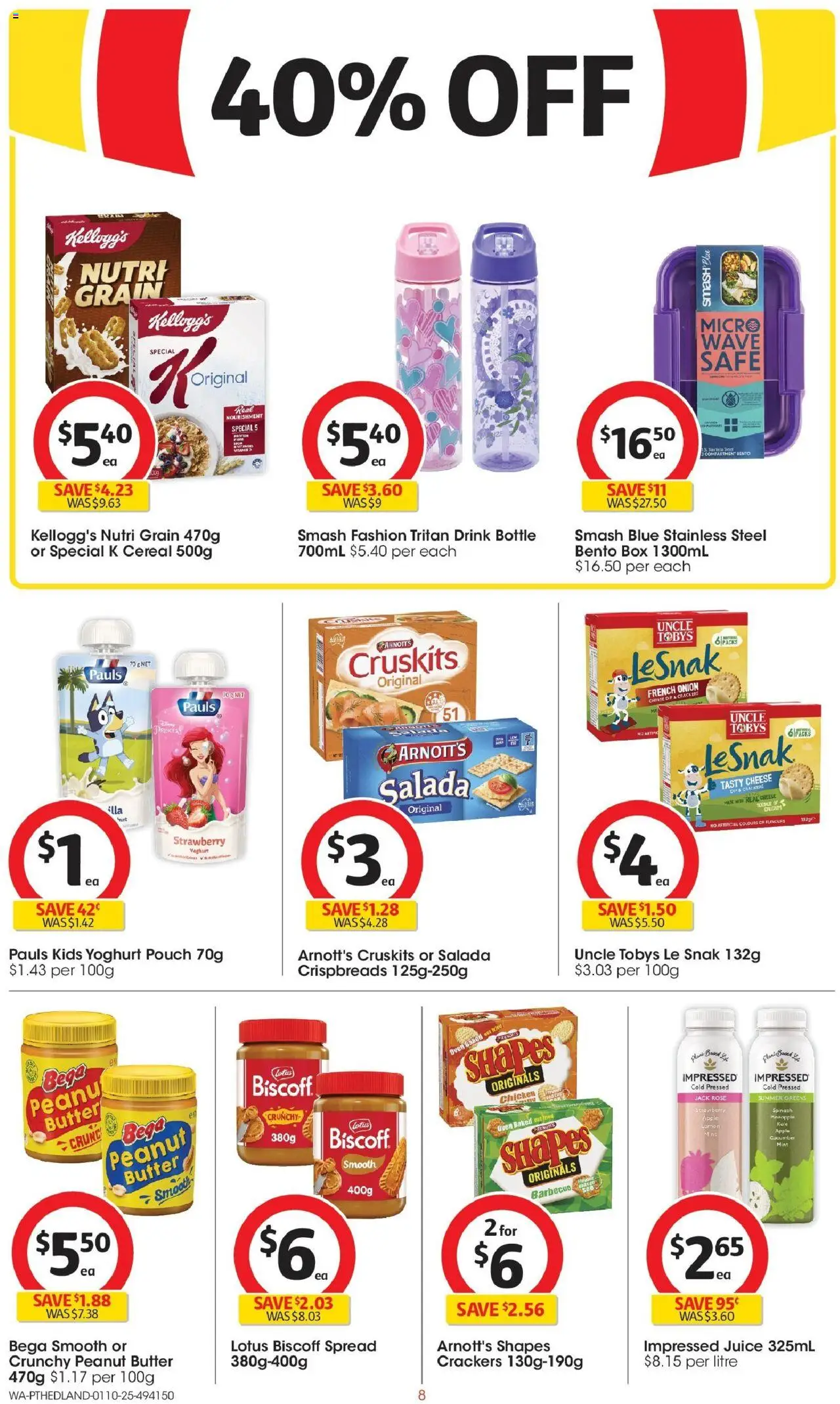 Coles catalogue - valid from 01.10.2025 | Page: 8 | Products: Box, Crackers, Juice, Safe