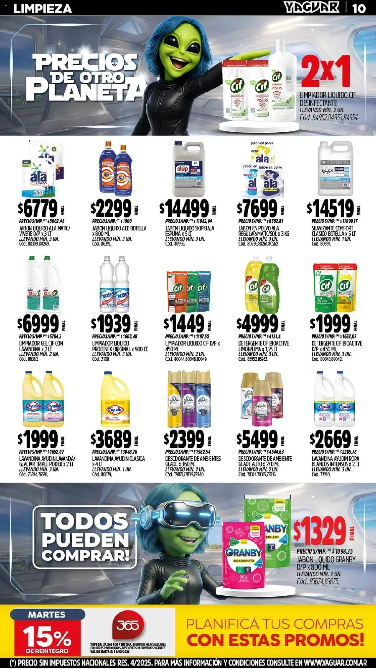 Yaguar catálogo │ válido desde el 11.03.2026 | Página: 14 | Productos: Desinfectante, Desodorante de ambiente, Suavizante, Limpiador