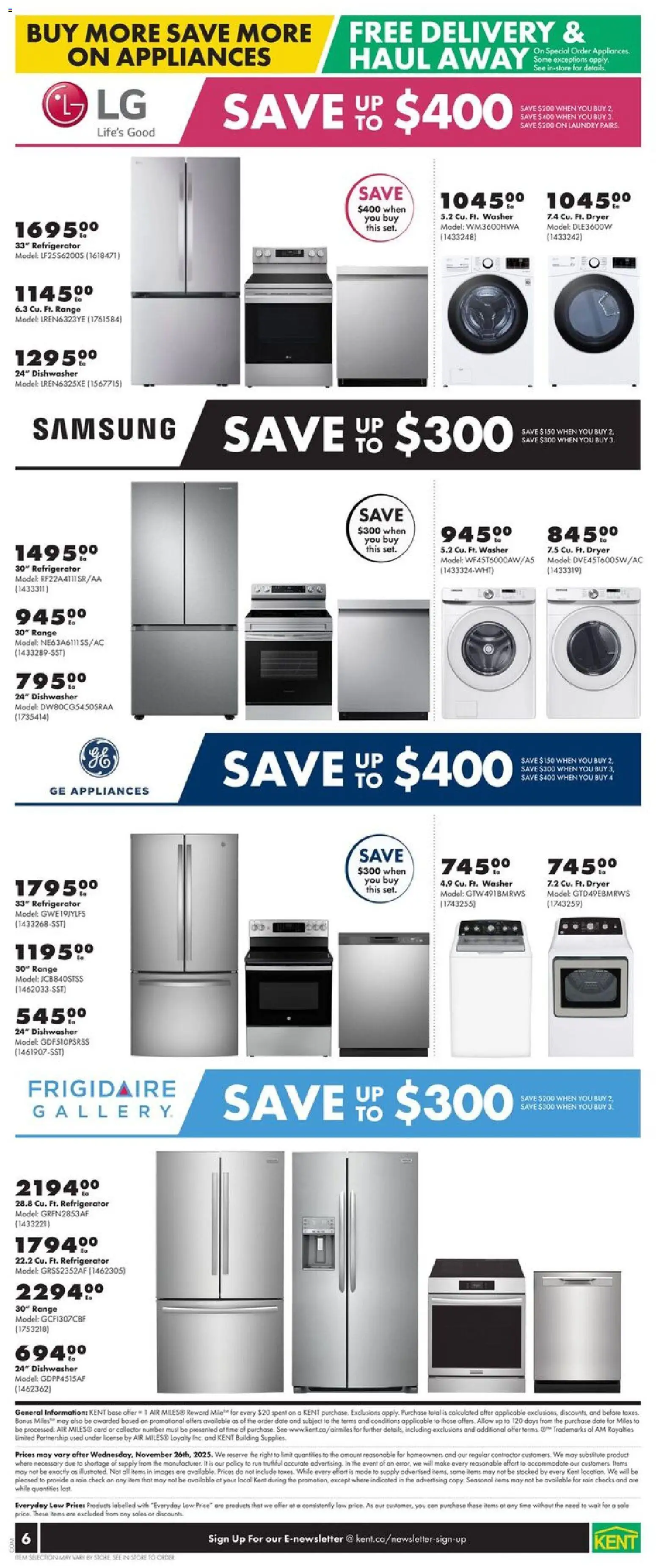 Kent flyer valid from 20.11.2025 | Page: 6 | Products: Refrigerator, Dryer, Dishwasher, Oil
