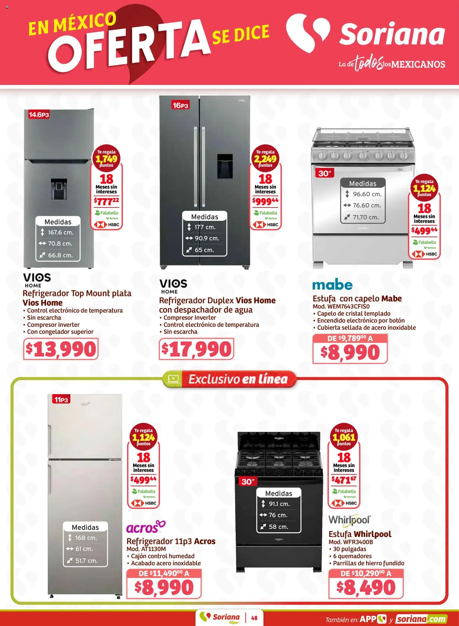 Nuevas ofertas de Soriana válidas en toda la República Mexicana desde el 27.02.2026. ¡Encuentra las mejores ofertas en Soriana Preciazazaso Híper: Frontera Chia, Q. Roo! | Página: 48 | Productos: Refrigerador, Agua, Congelador, Té