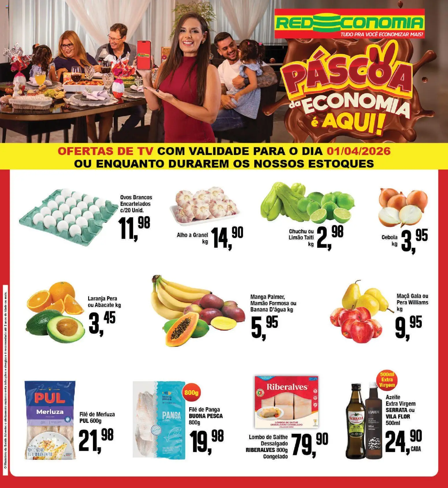 RedEconomia Folheto - válido de 01.04.2026 | Página: 1 | Produtos: Pera, Alho, Tv, Azeite