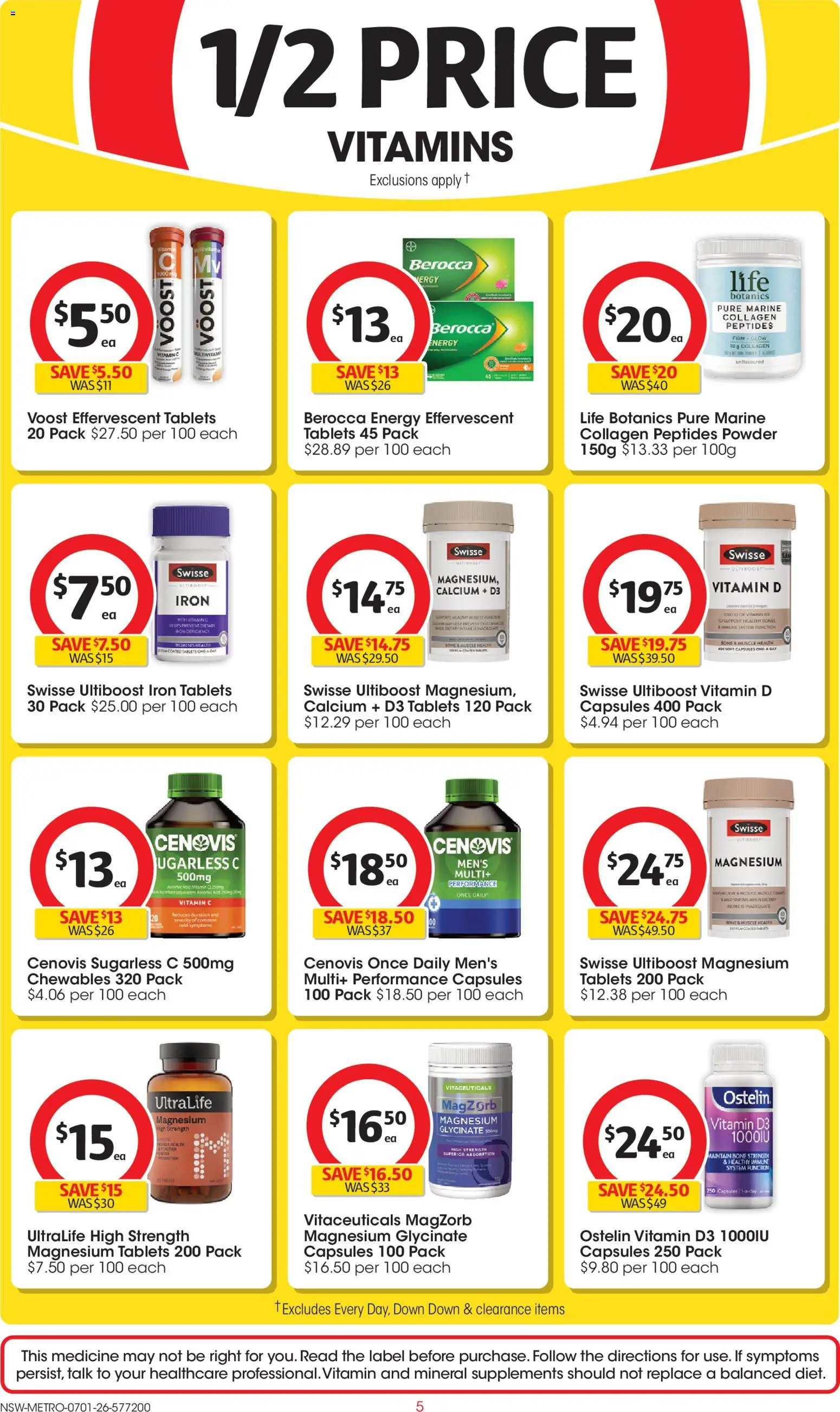 Coles catalogue - valid from 07.01.2026 | Page: 5 | Products: Collagen, Iron, Tablets, Vitamin