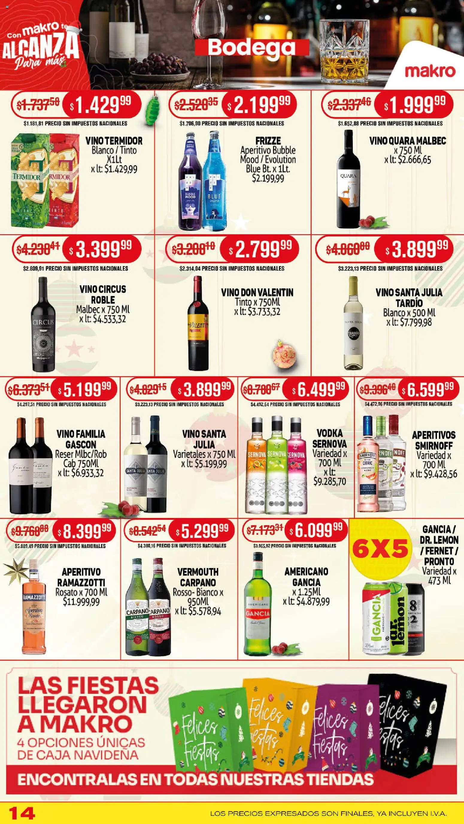 Makro ofertas │ válido desde el 18.12.2025 | Página: 14 | Productos: Vodka, Caja, Vino, Té