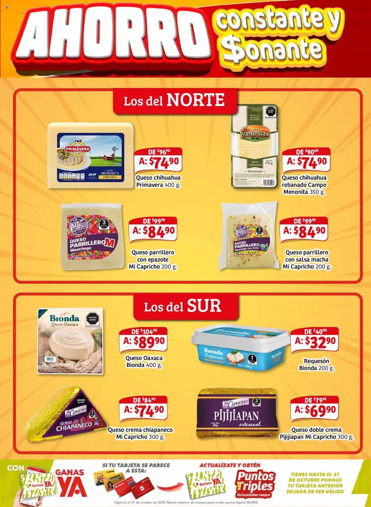 Nuevas ofertas de Soriana válidas en toda la República Mexicana desde el 18.09.2025. ¡Encuentra las mejores ofertas en Soriana - Pesito Valedor Mercado: Edo Mex, Valle De México, Gro, Hgo, Mor, Pue, Qto, Tlax, Ver! | Página: 15 | Productos: Queso crema, Crema, Queso