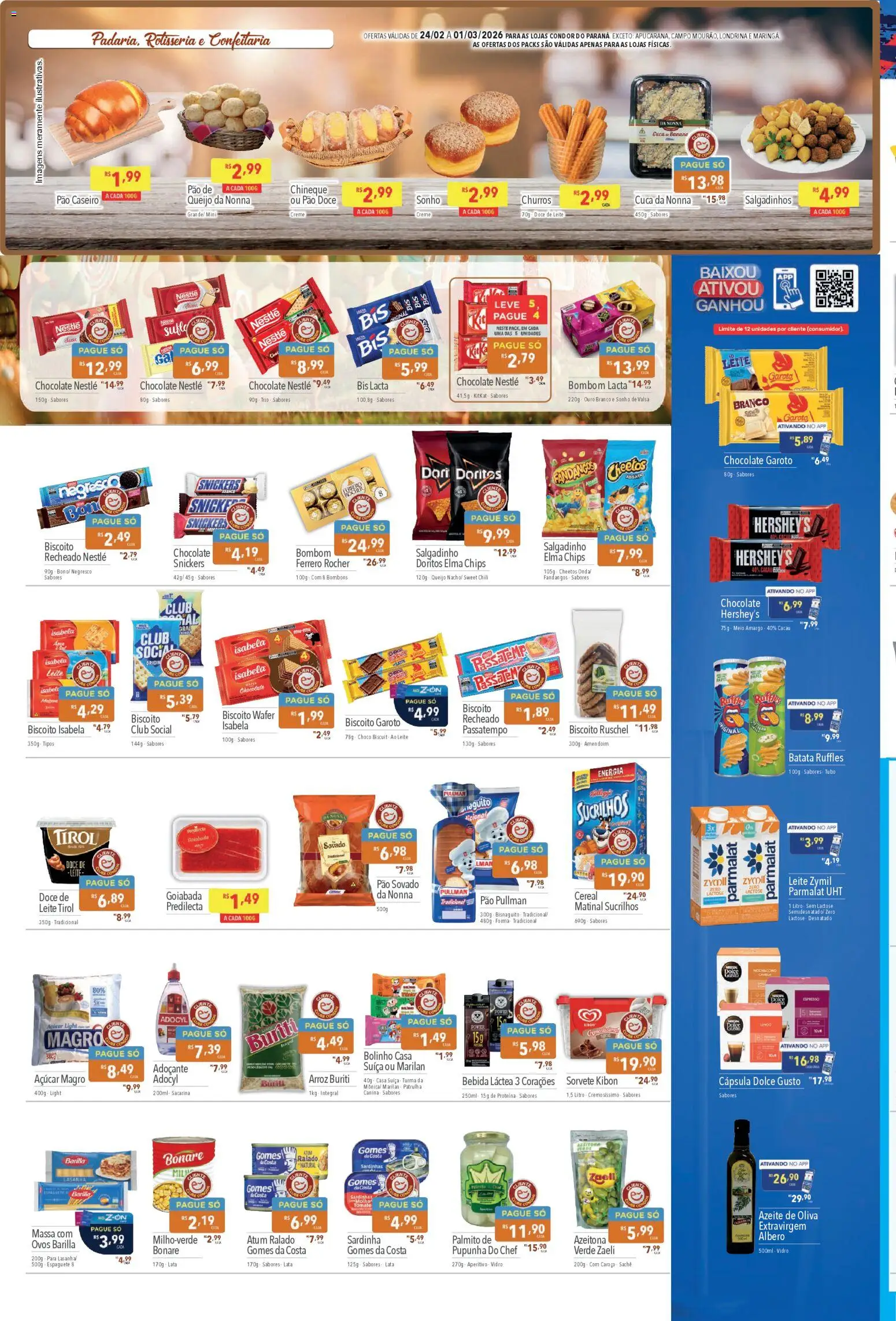 Supermercados Condor Folheto - válido de 24.02.2026 | Página: 2 | Produtos: Ferrero Rocher, Sardinha, Doce de leite, Zaeli