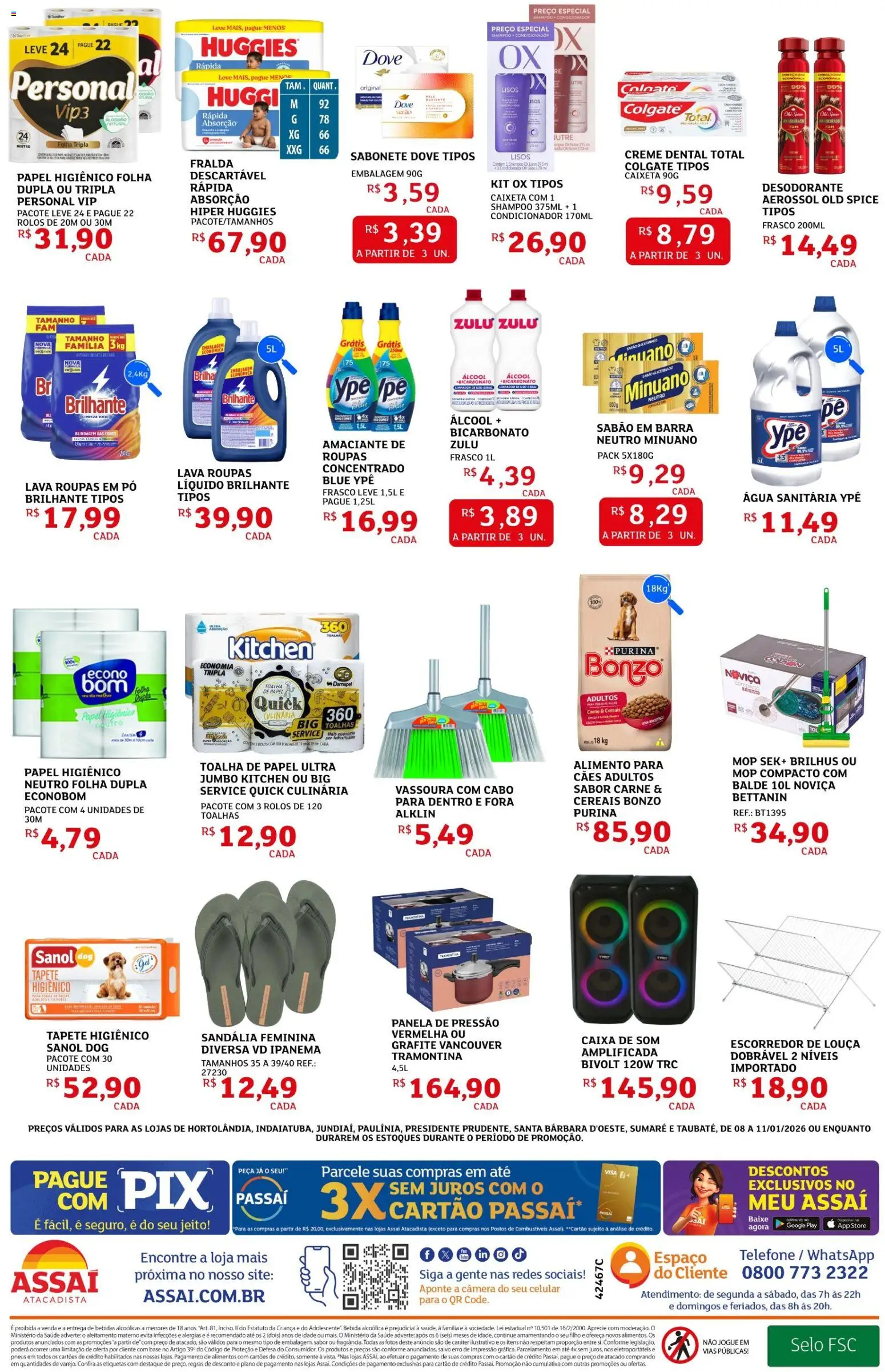 Assaí Atacadista Folheto - válido de 08.01.2026 | Página: 4 | Produtos: Shampoo, Pó, Sabão, Câmera