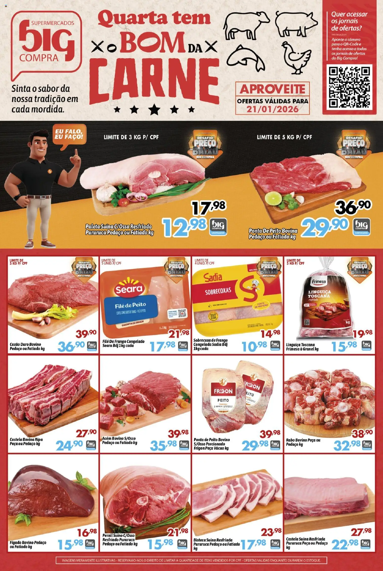 Big Compra Folheto - válido de 21.01.2026 | Página: 1 | Produtos: Linguiça, Filé de frango, Carne, Câmera